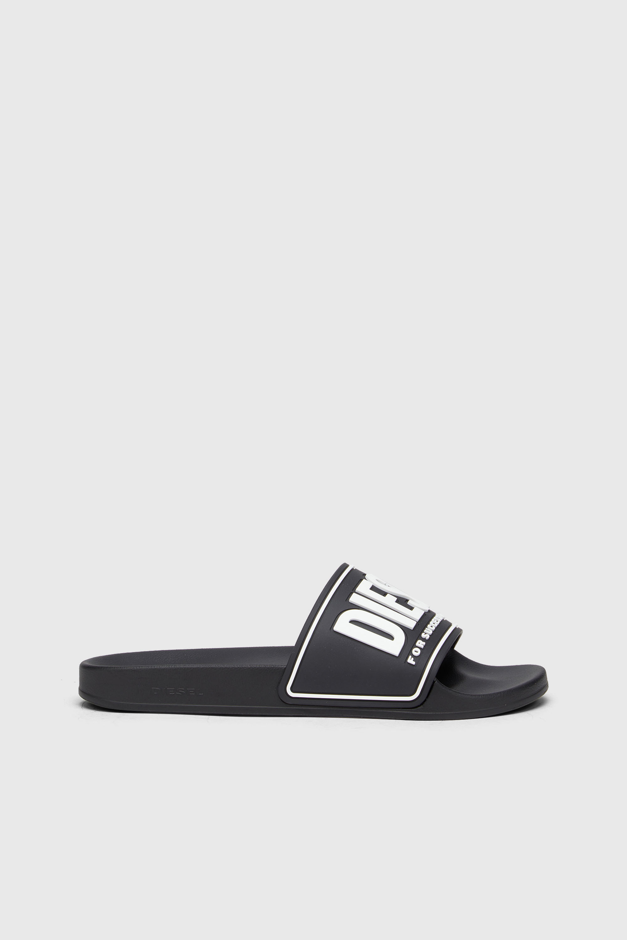 Diesel - SA-MAYEMI CC, Herren Sa-Mayemi-Badeschlappen mit 3D-Logo in Schwarz/Wei&szlig; - 1