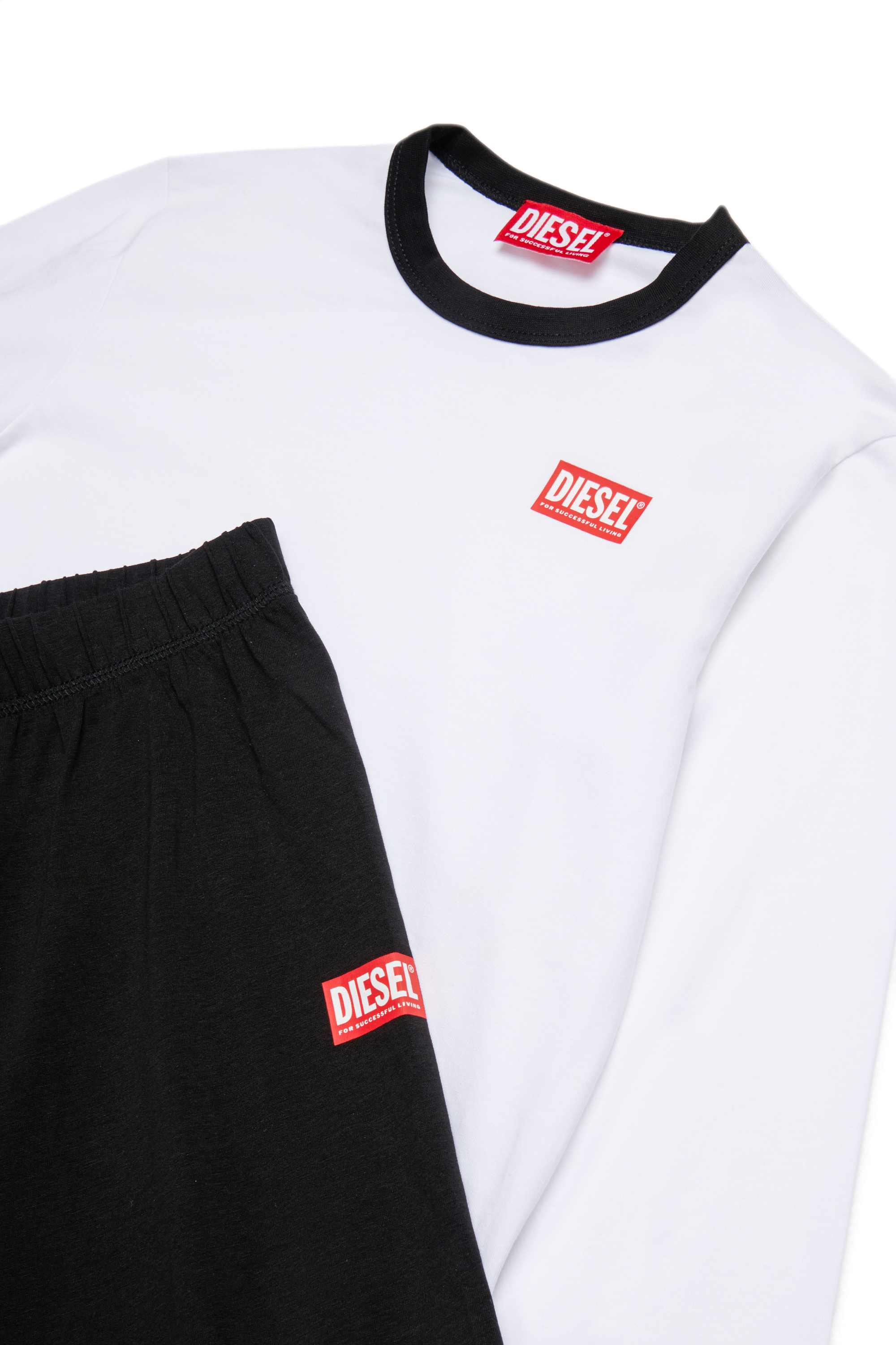 Diesel - UNPER, Herren Baumwollpyjama mit Logo in Schwarz/Weiss - 3