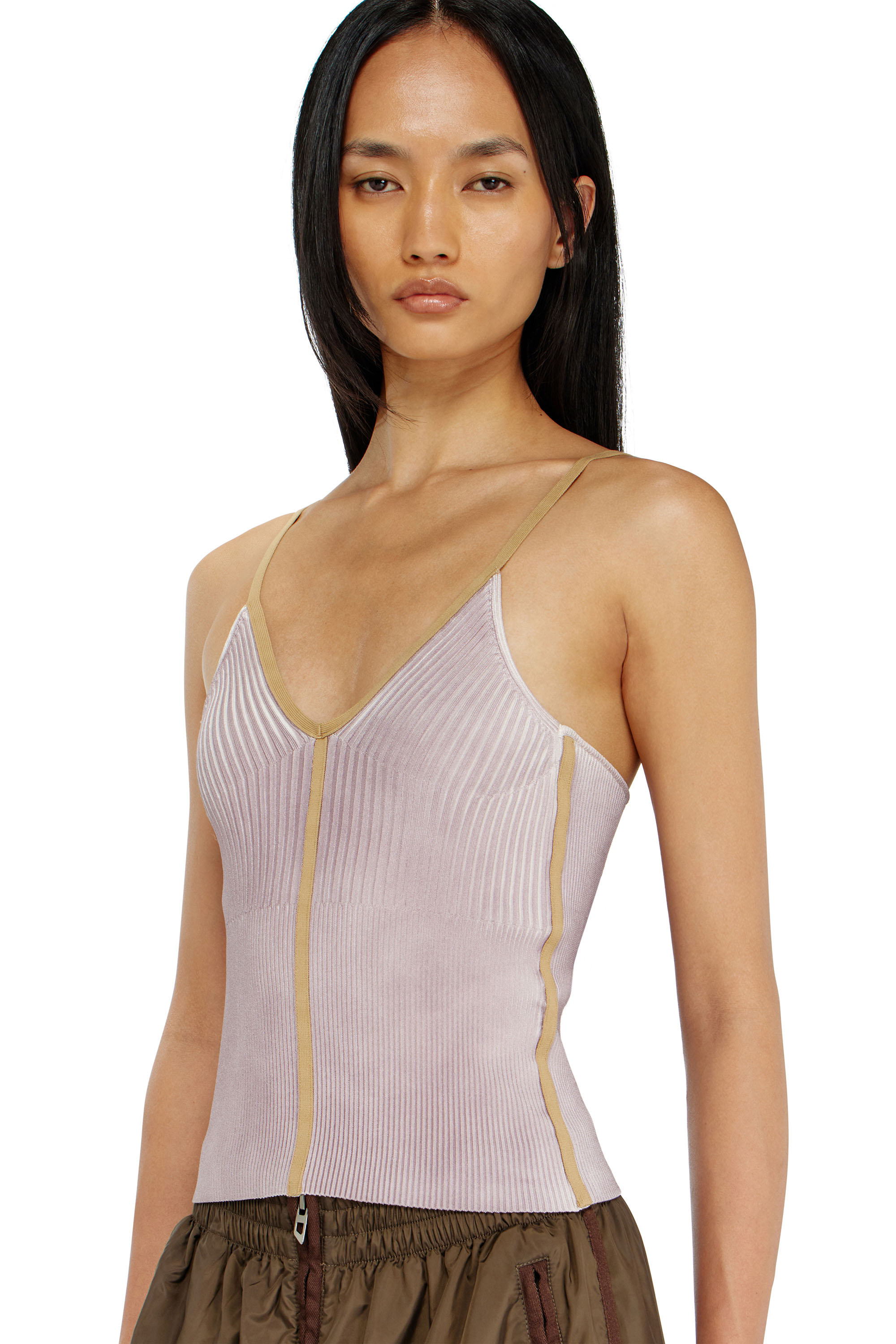 Diesel - M-SARMITE, Damen Rippstrick-Cami-Top mit kontrastierenden B&auml;ndern in null - 5