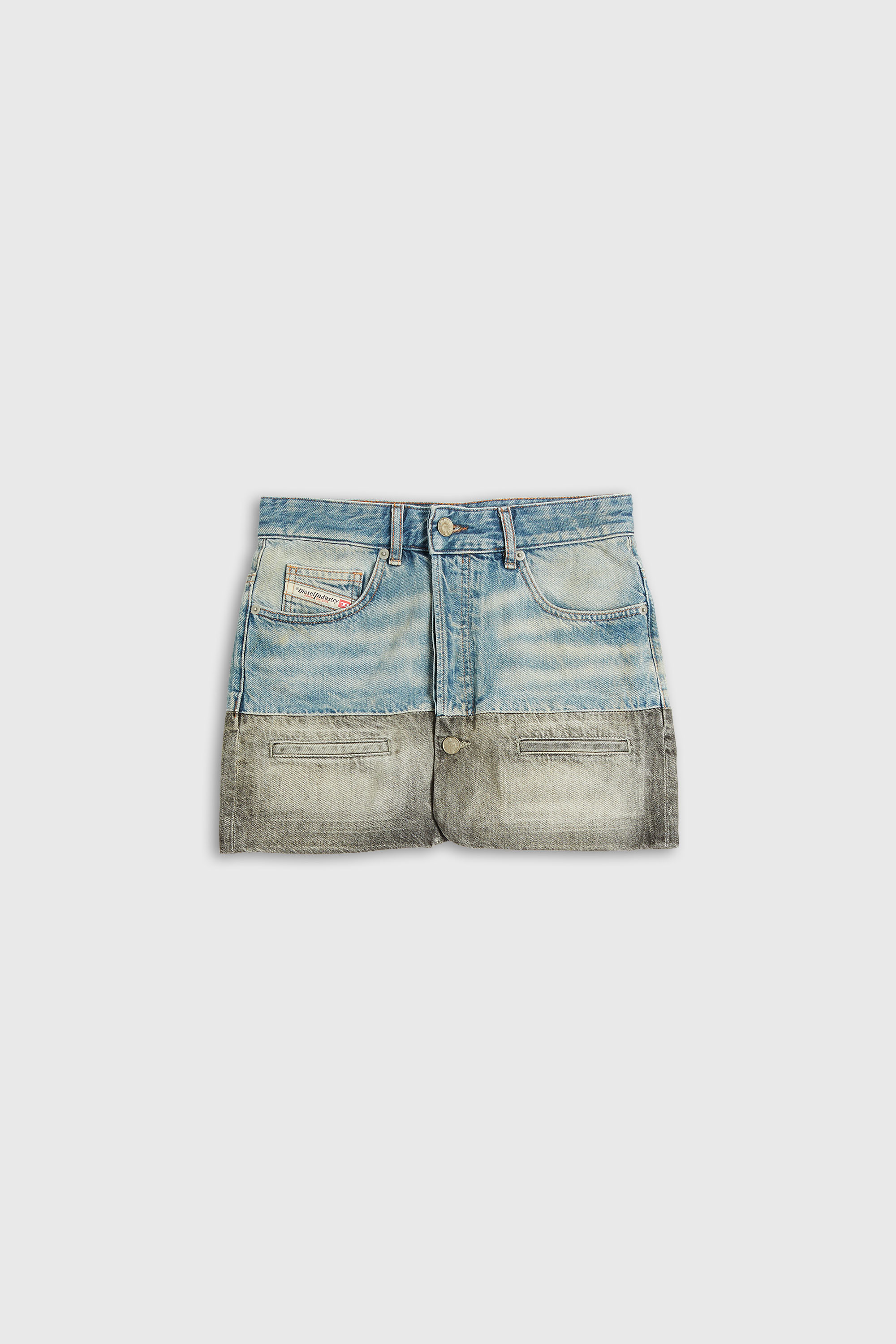 Diesel - DE-RONEE-S1, Damen Denim-Minirock mit kontrastierendem Saum in Blau/Grau - 2