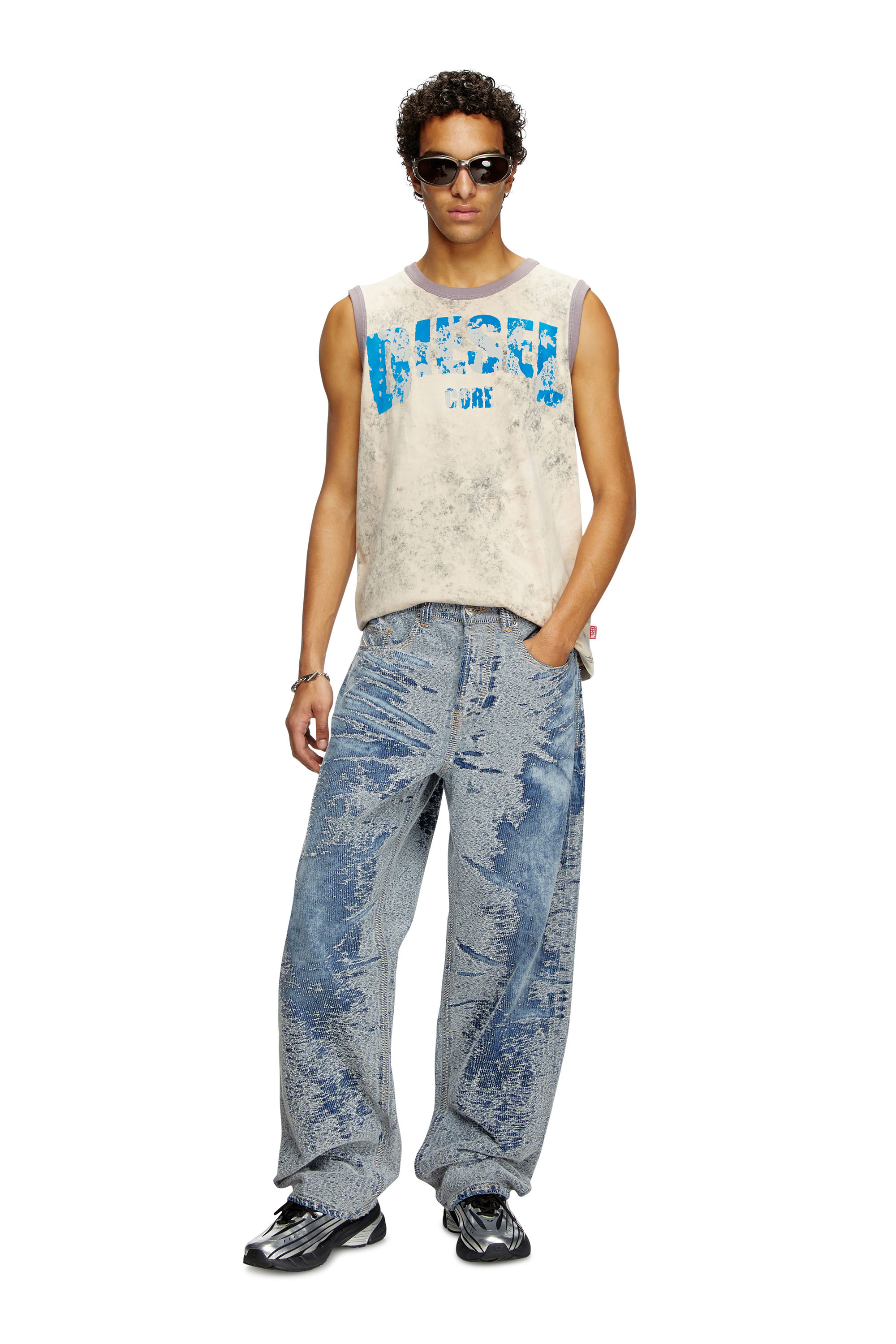 Diesel - T-BISCO-R1, Herren Behandeltes Tanktop mit Diesel Core-Logo in Hellgrau - 1