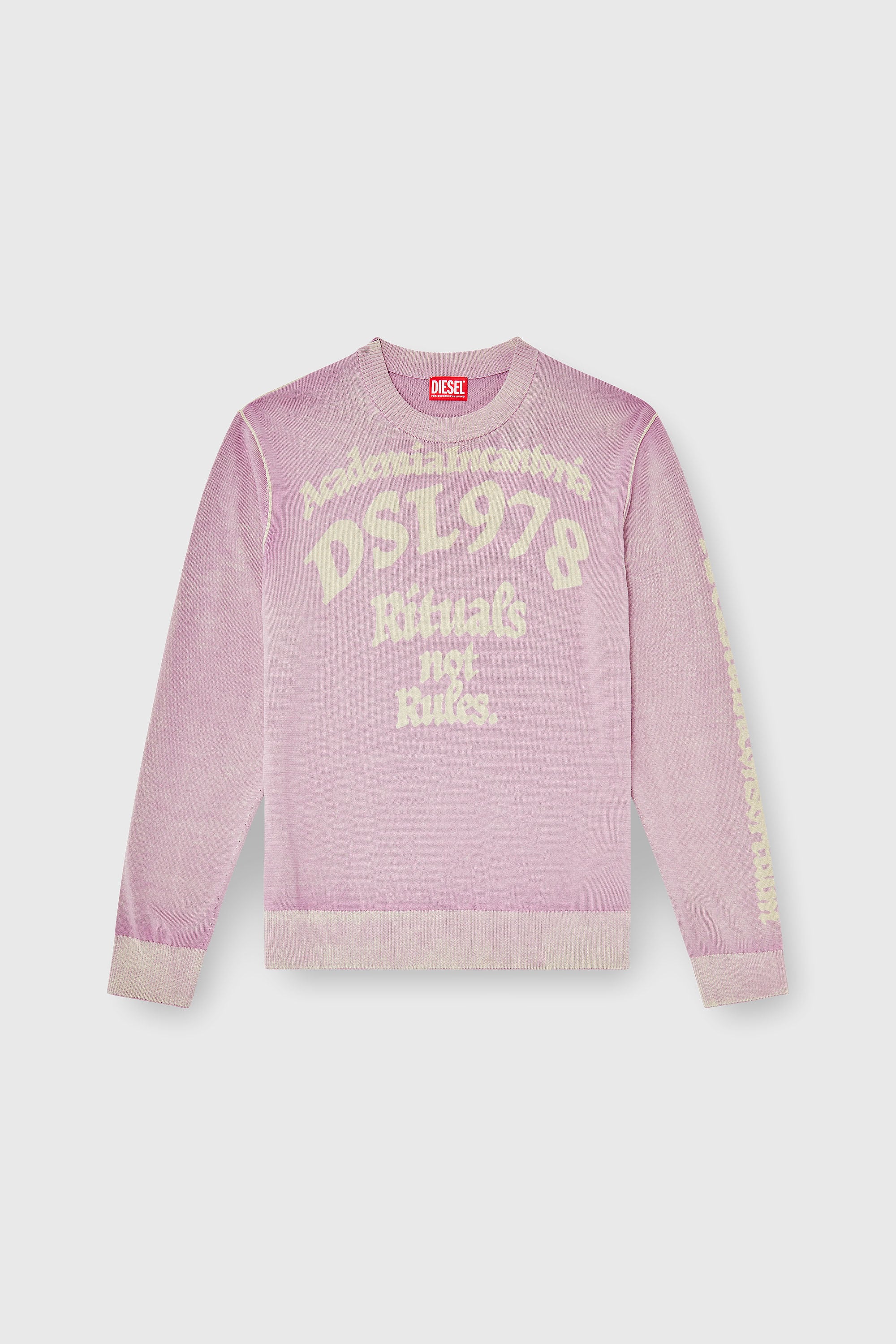 Diesel - K-LAUTI, Herren Pullover aus behandelter Baumwolle mit Slogan in Lila - 2