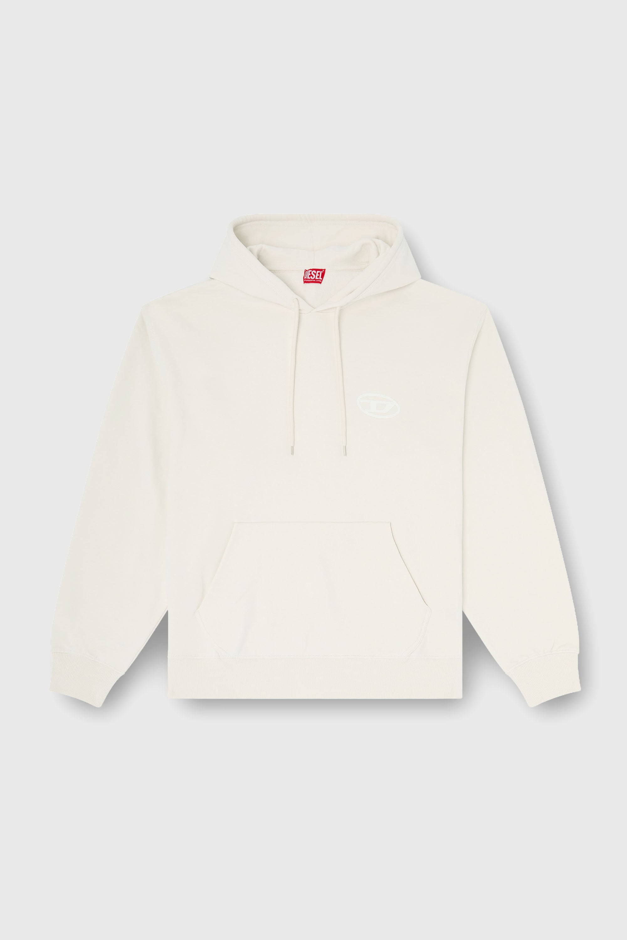 Diesel - S-LUK-H-T92, Herren Hoodie aus Baumwolle mit tonalem Oval D Logo-Stickerei in Wei&szlig; - 2