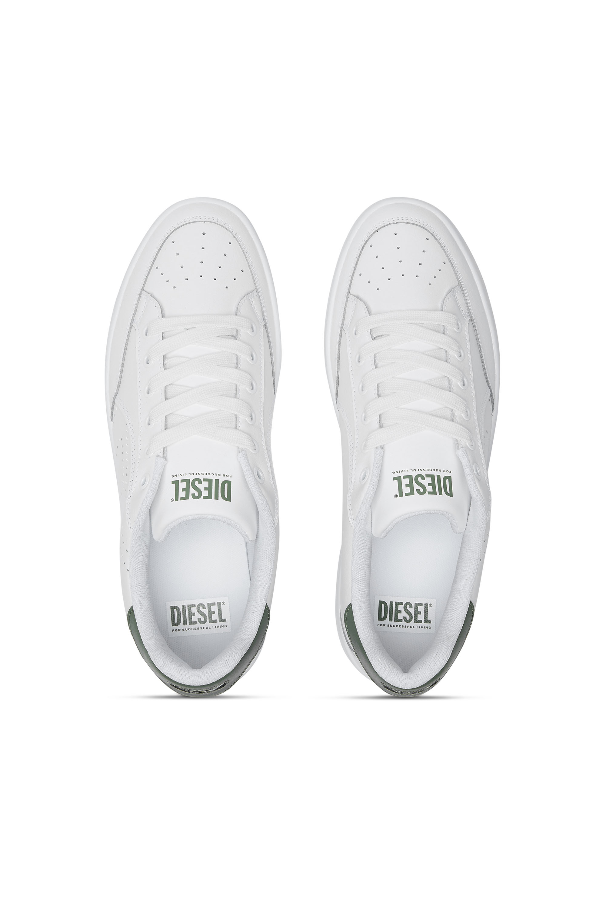 Diesel - S-DAKOTA LOW, Herren S-Dakota-Sneakers aus Leder mit perforiertem Logo in Weiss/Grün - 5