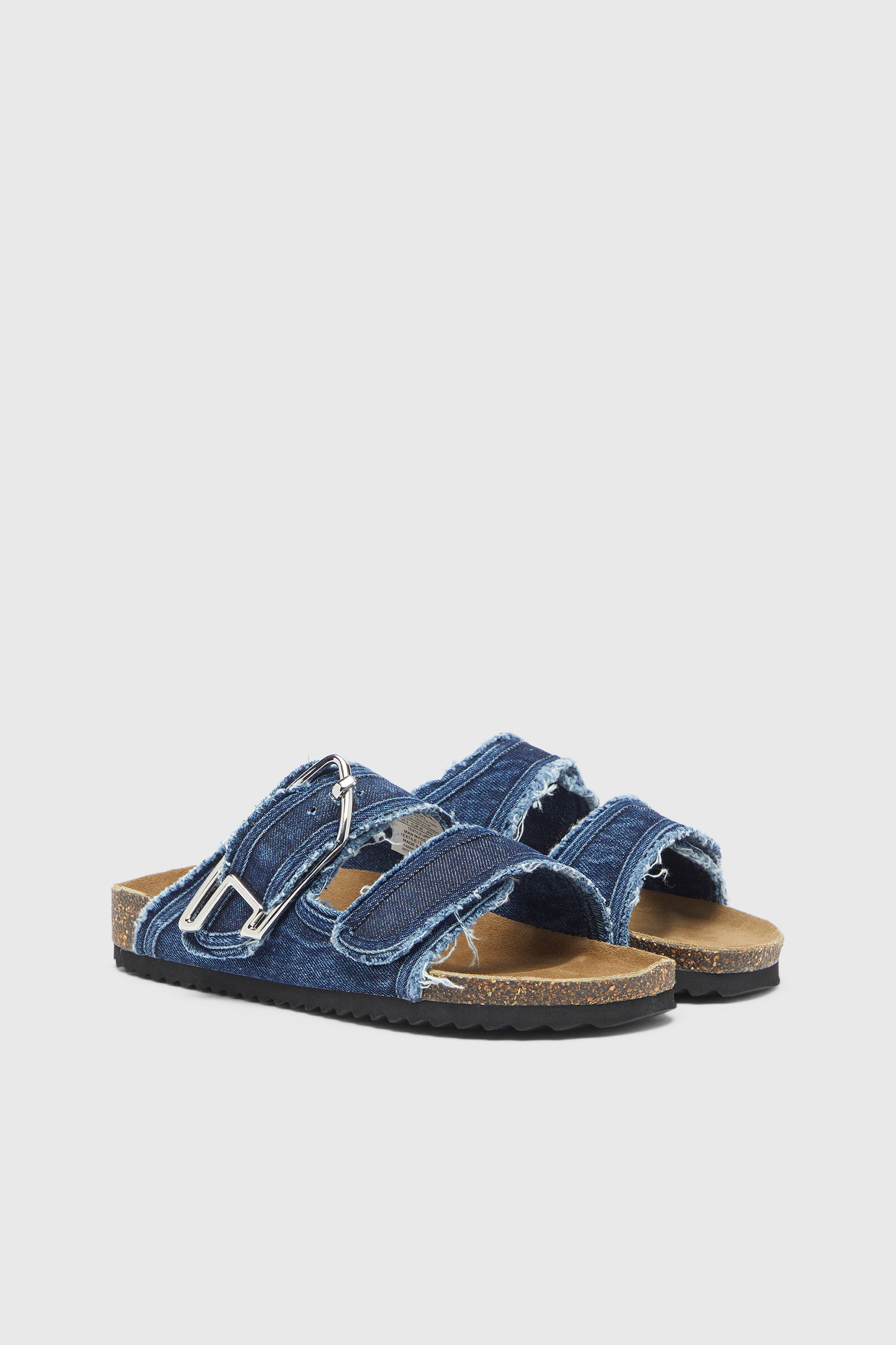 Diesel - D-WOODSTOCK D SANDAL W, Damen D-Woodstock - Sandale mit ausgefransten denim-riemen in Mittelblau - 2