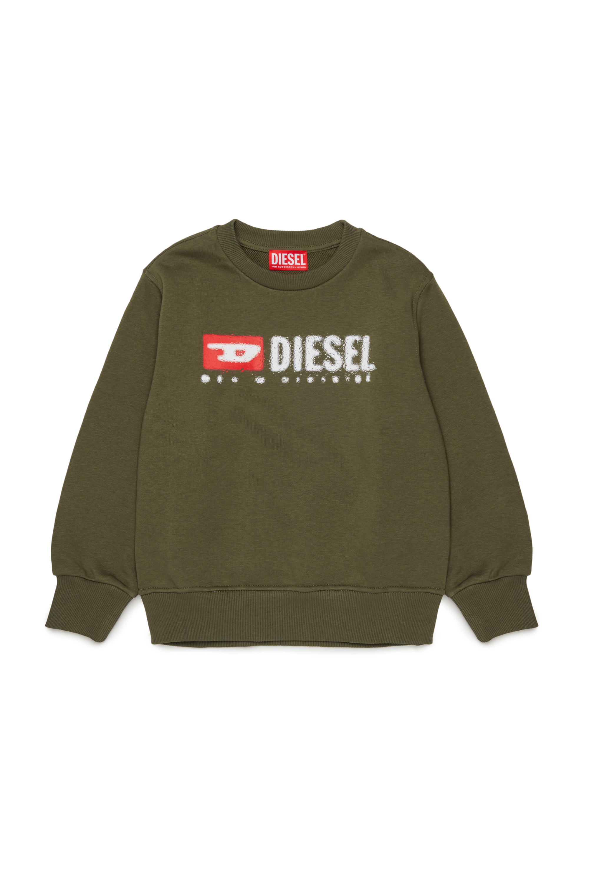 Diesel - SDROPS OVER, Herren Baumwoll-Sweatshirt mit Logo in Armeegrün - 1