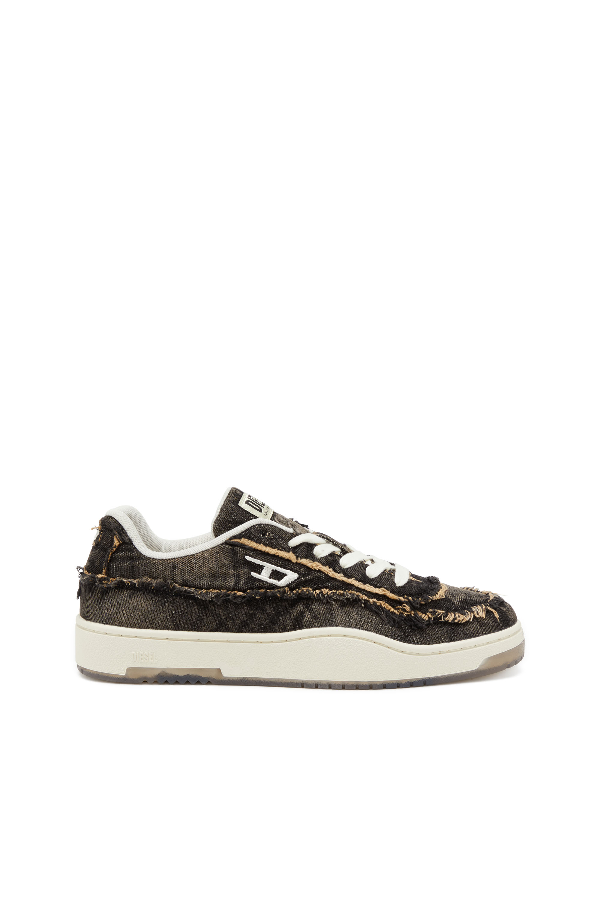 Diesel - S-TRACKER-D LOW, Herren S-Tracker-D-Ausgefranste Sneakers aus Denim mit transparenter Sohle in Schwarz - 1