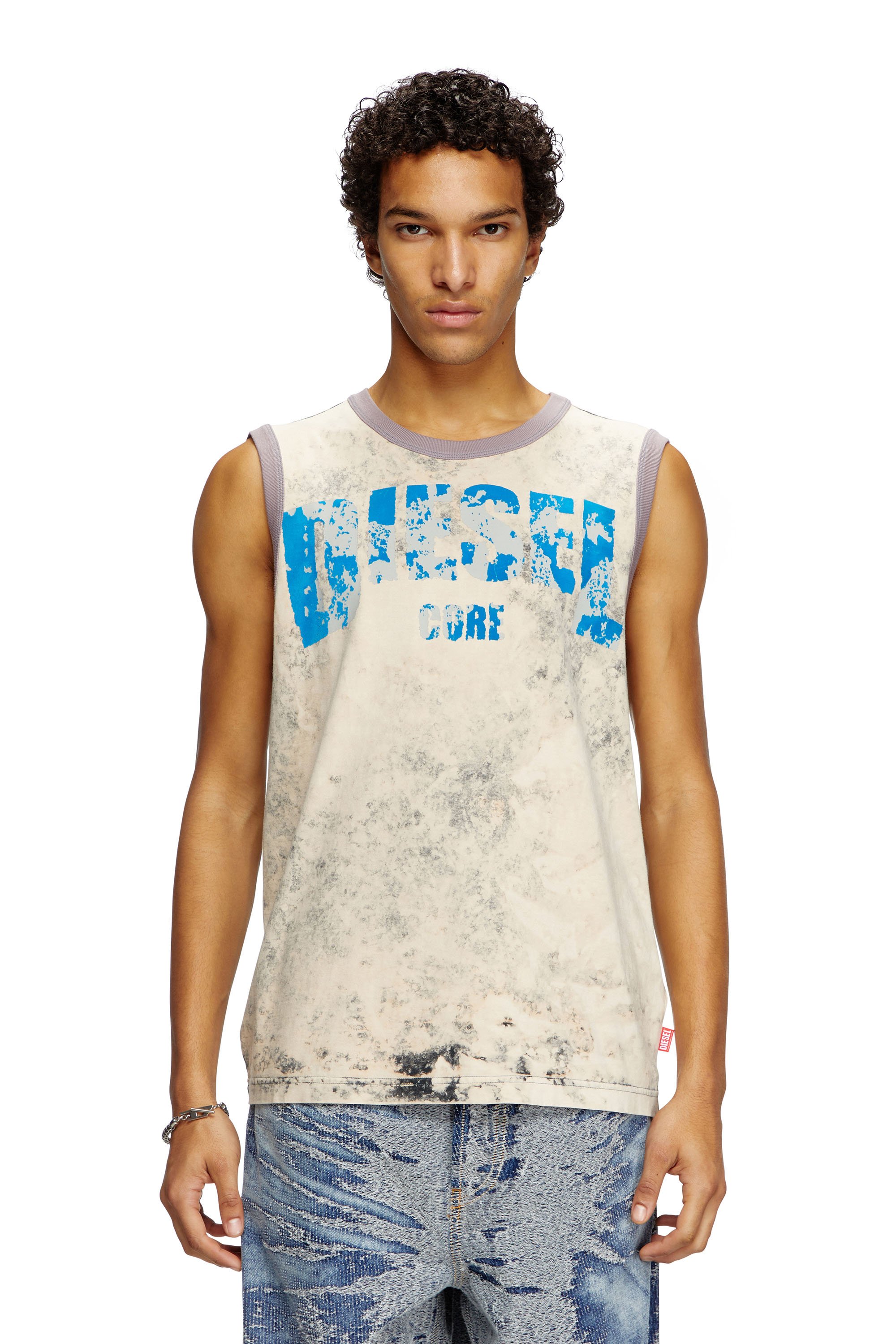 Diesel - T-BISCO-R1, Herren Behandeltes Tanktop mit Diesel Core-Logo in Hellgrau - 1