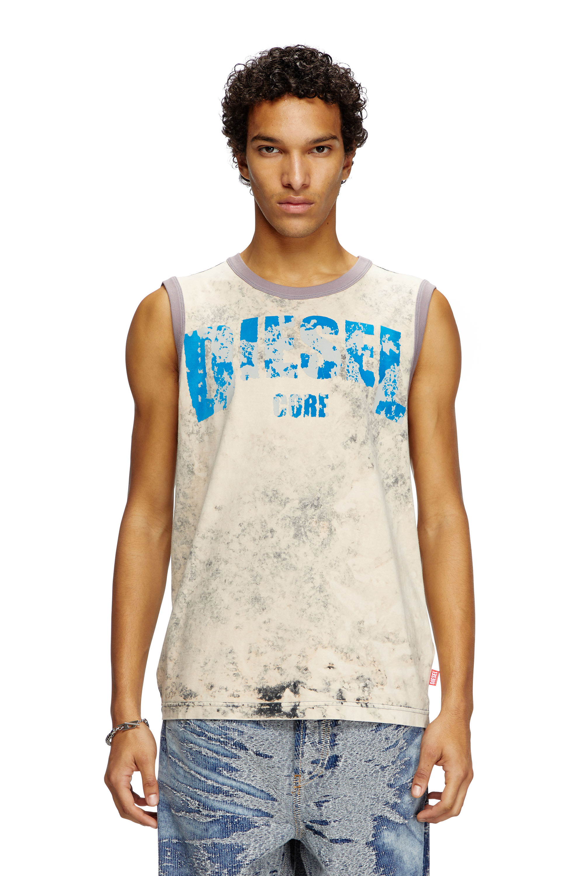 Diesel - T-BISCO-R1, Herren Behandeltes Tanktop mit Diesel Core-Logo in Hellgrau - 3
