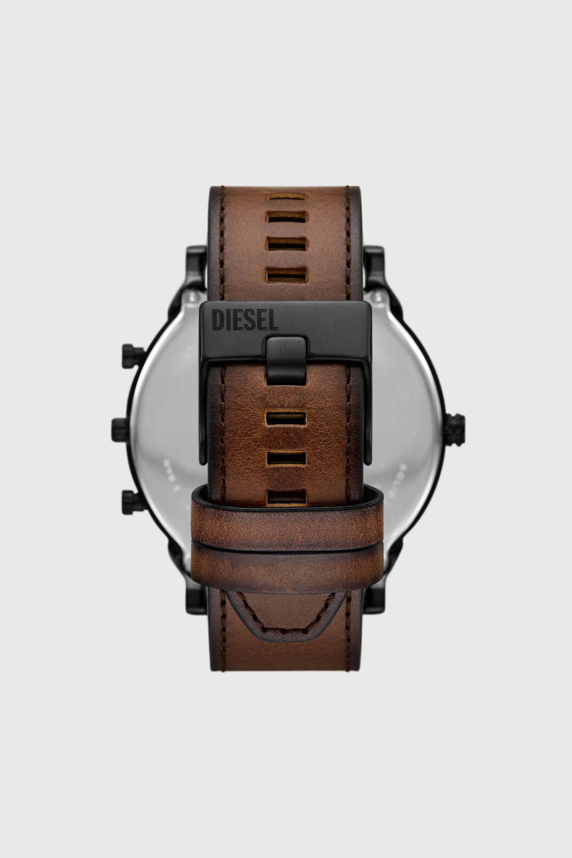 Diesel - DZ7492 WATCH, Herren Mega Chief Slim Braunlederuhr in Braun - 2