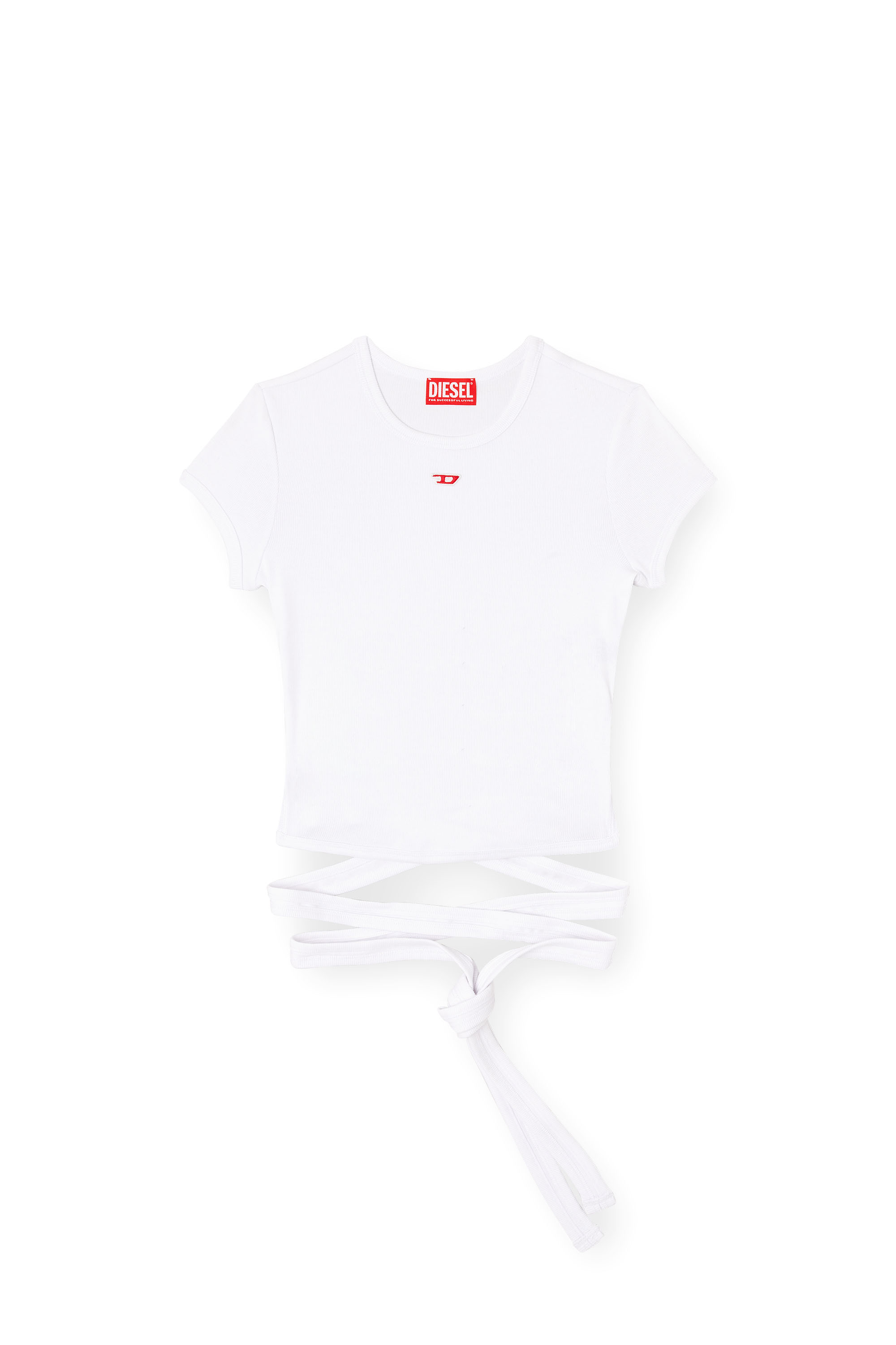 Diesel - T-BUNNY-TAIL, Damen T-Shirt mit Wickelbändern in Weiß - 3