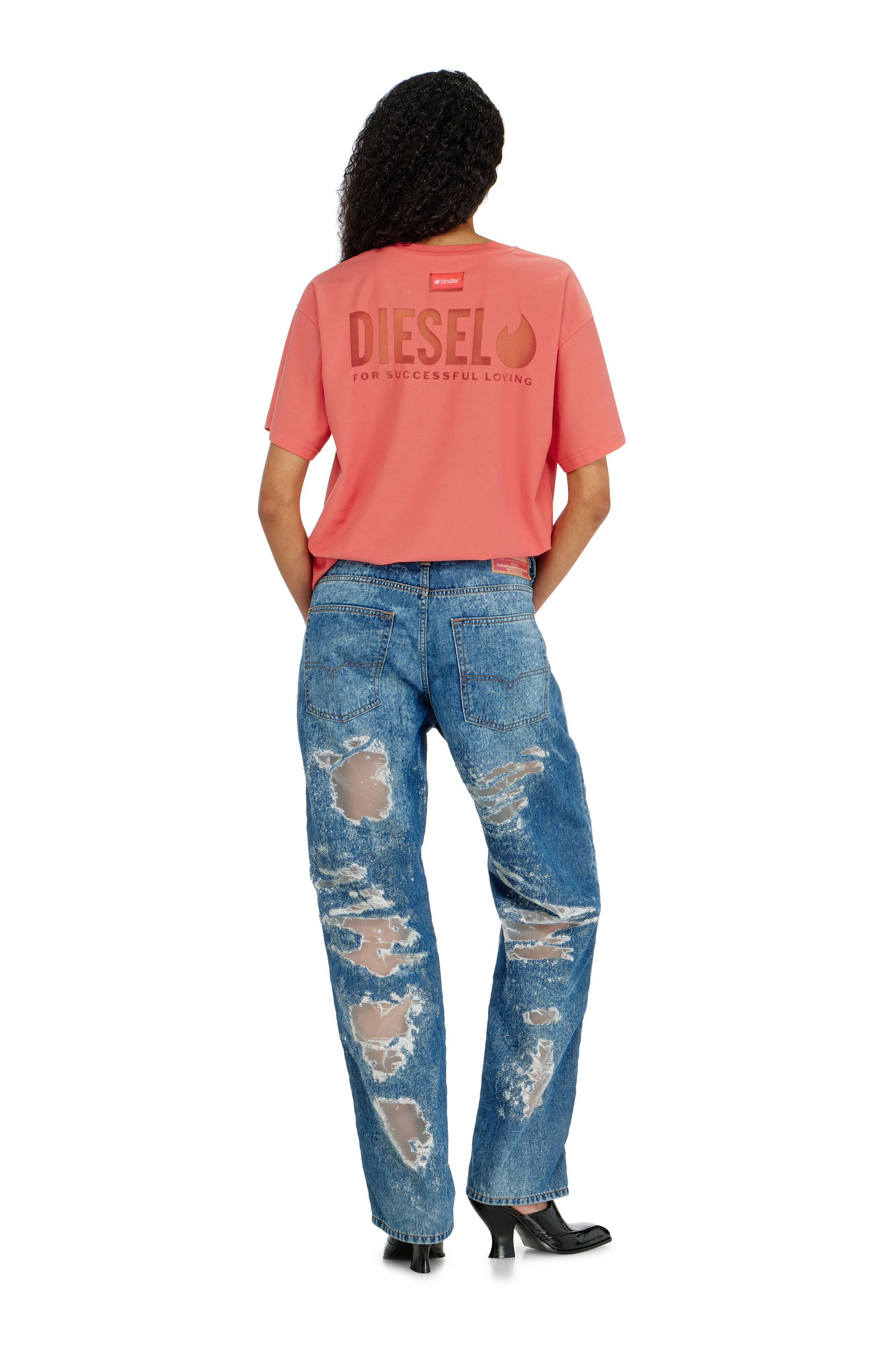Diesel - PR-T-NORM-CHITIND-R, Unisex T-Shirt mit transparentem Logo auf der R&uuml;ckseite in Korallrosa - 4