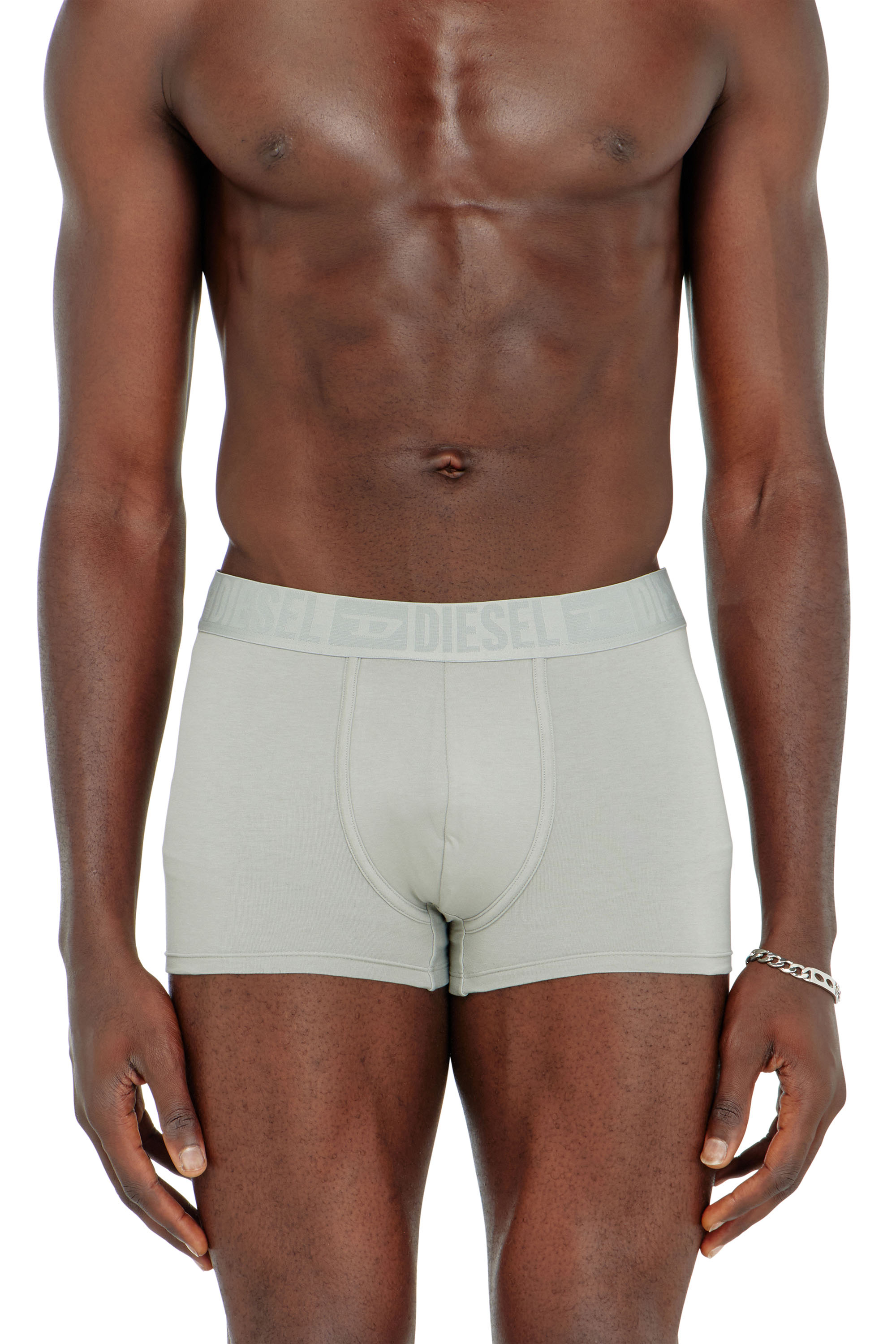 Diesel - MIKE-D-CORE-3PACK, Herren Boxershorts aus Baumwollstretch mit tonalem Bund im Dreierpack in Grau/Schwarz - 3
