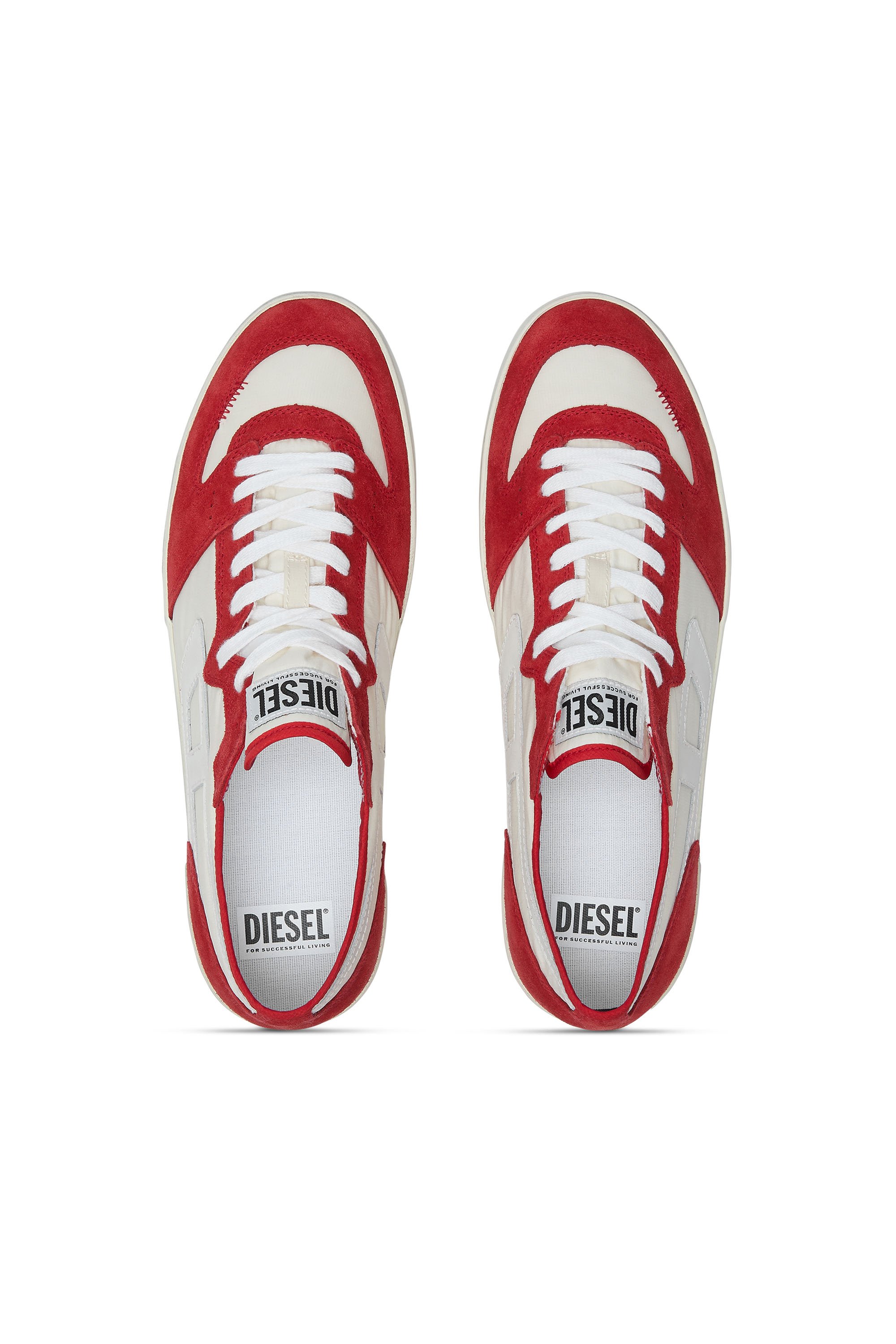 Diesel - S-LEROJI D-1 LOW, Herren Sneakers aus gepolstertem Ripstop und Veloursleder in Rot/Weiss - 5