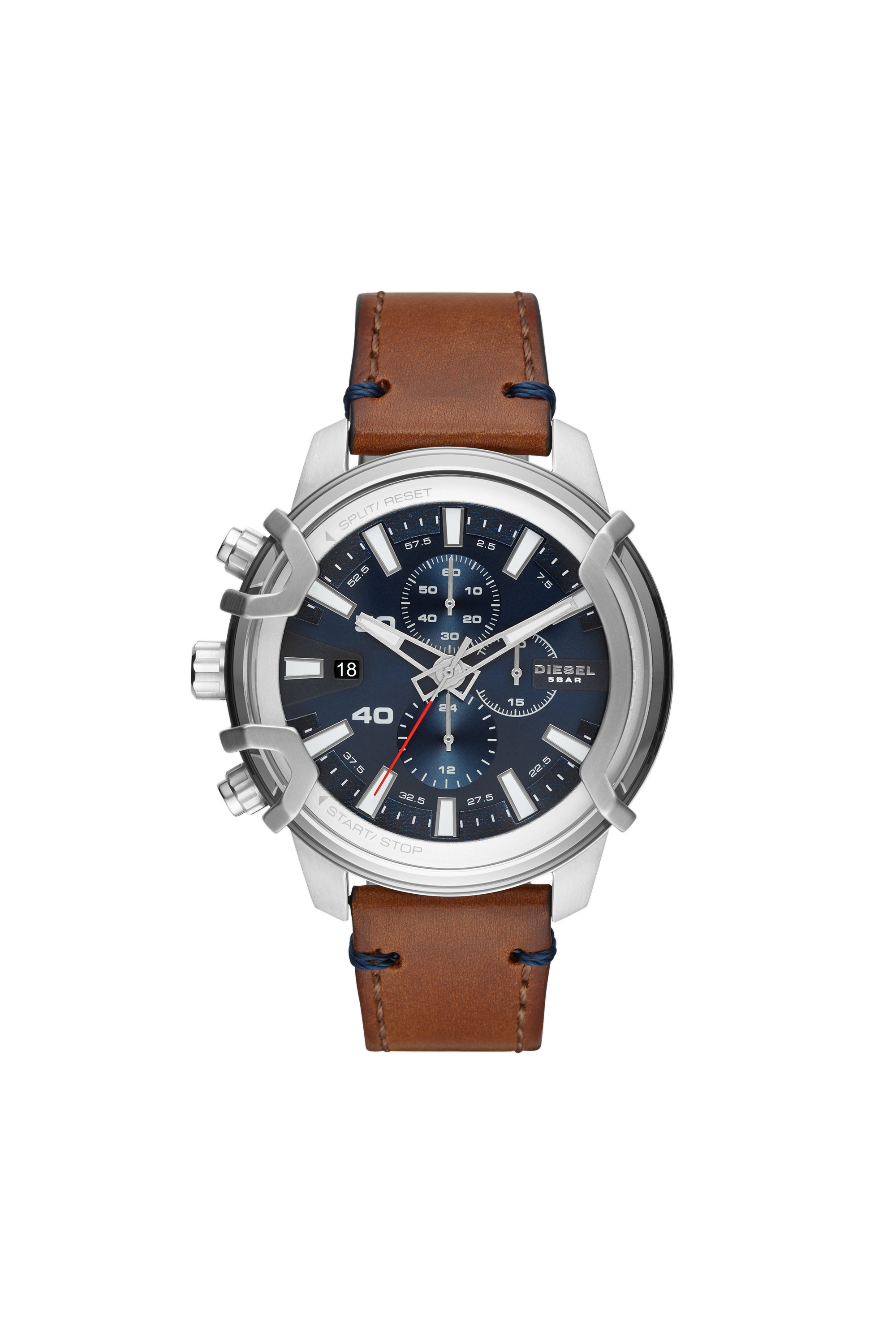 Diesel - DZ4518, Herren Griffed-Armbanduhr aus braunem Leder in Braun - 1