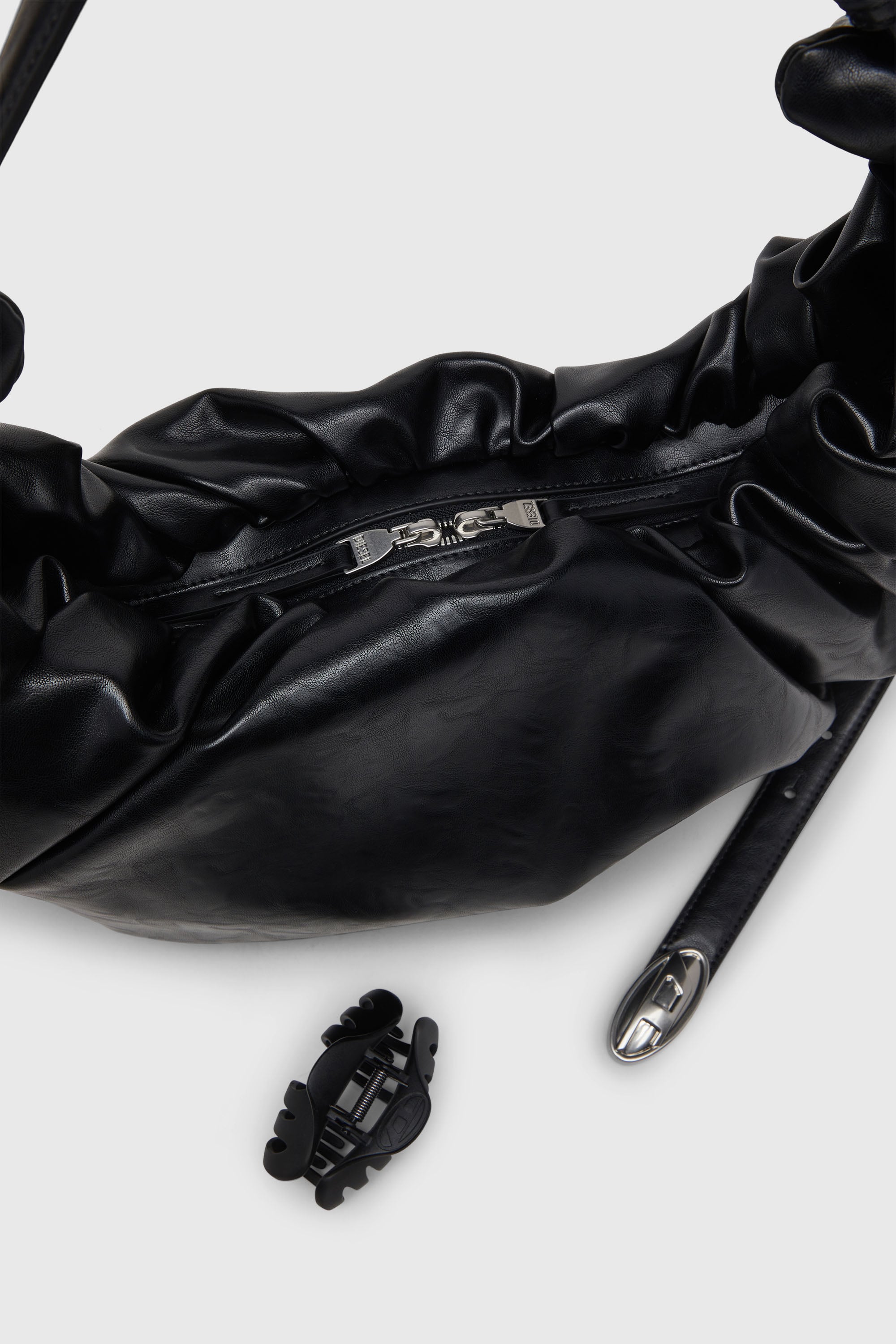 Diesel - GRAB-D HOBO L, Damen Grab-D-Gro&szlig;e zerknitterte Hobo-Tasche in Schwarz - 6