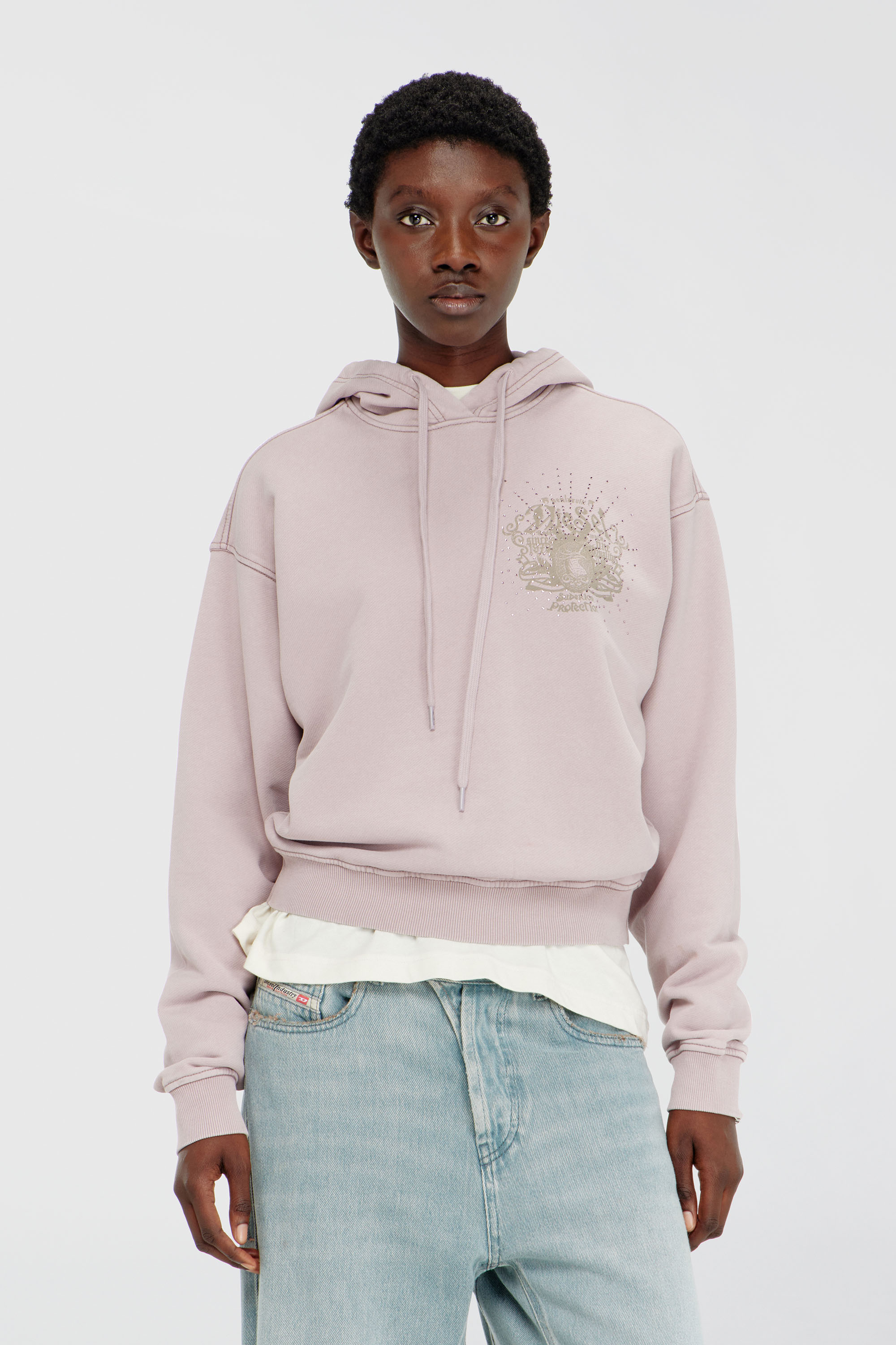 Diesel - F-PHOENY, Damen Hoodie mit Prints und Strasssteinen in Lila - 1