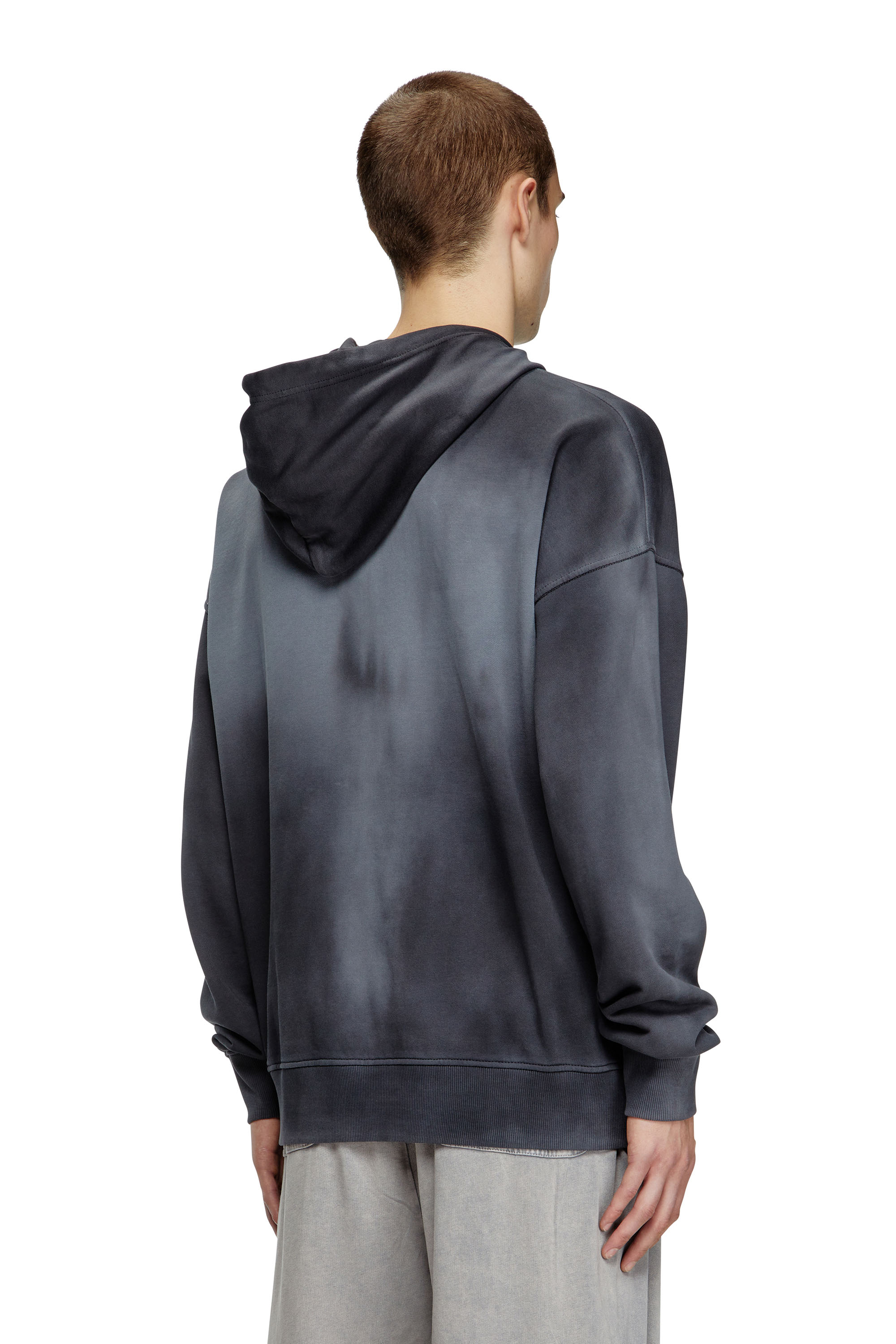 Diesel - S-ROB-HOOD-R2, Herren Verblasster Hoodie mit Mikro-Logo-Stickerei in Schwarz - 4