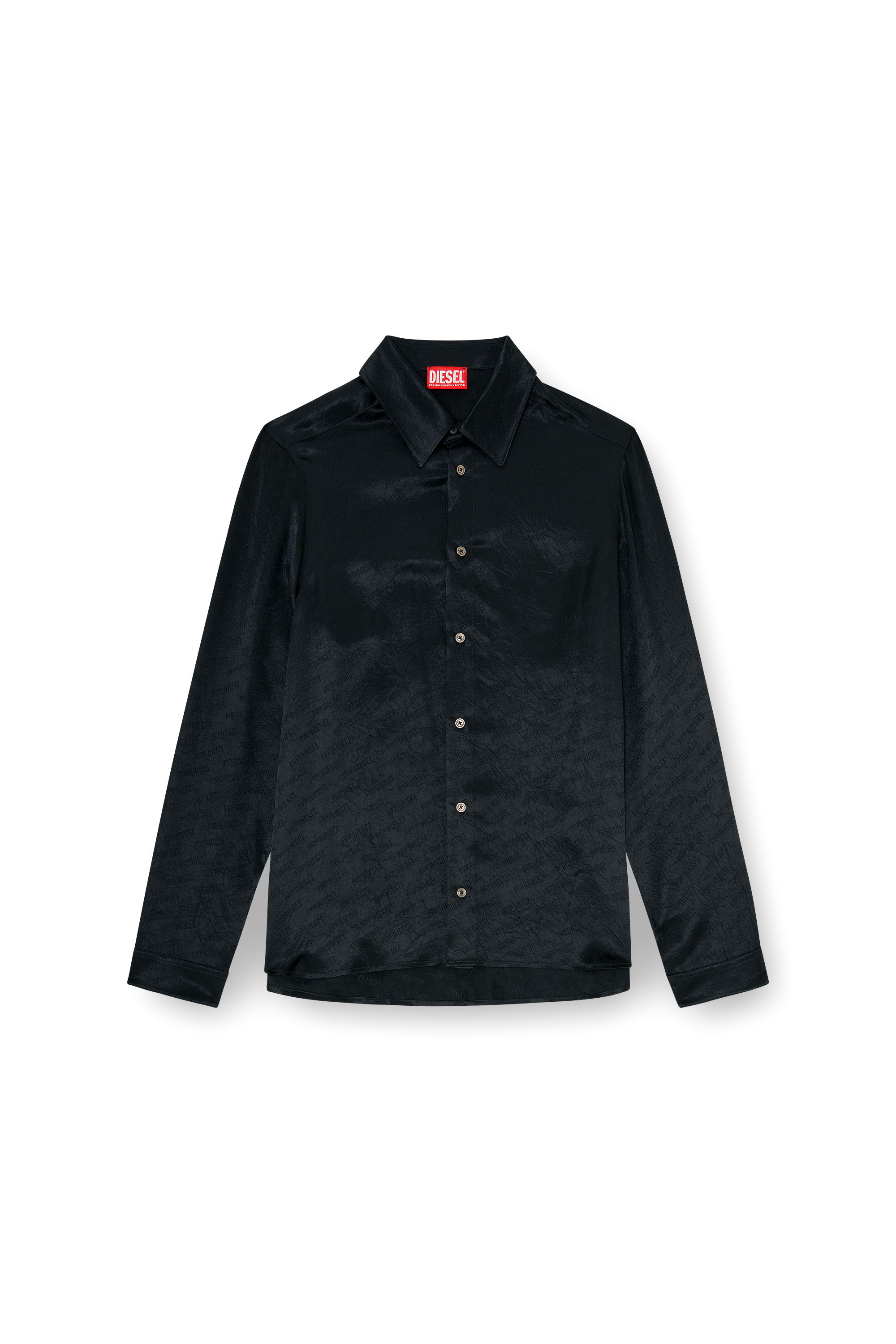 Diesel - S-KINNY-EFBZ, Herren Shirt aus logo-jacquard-crinkled-satin in null - 3