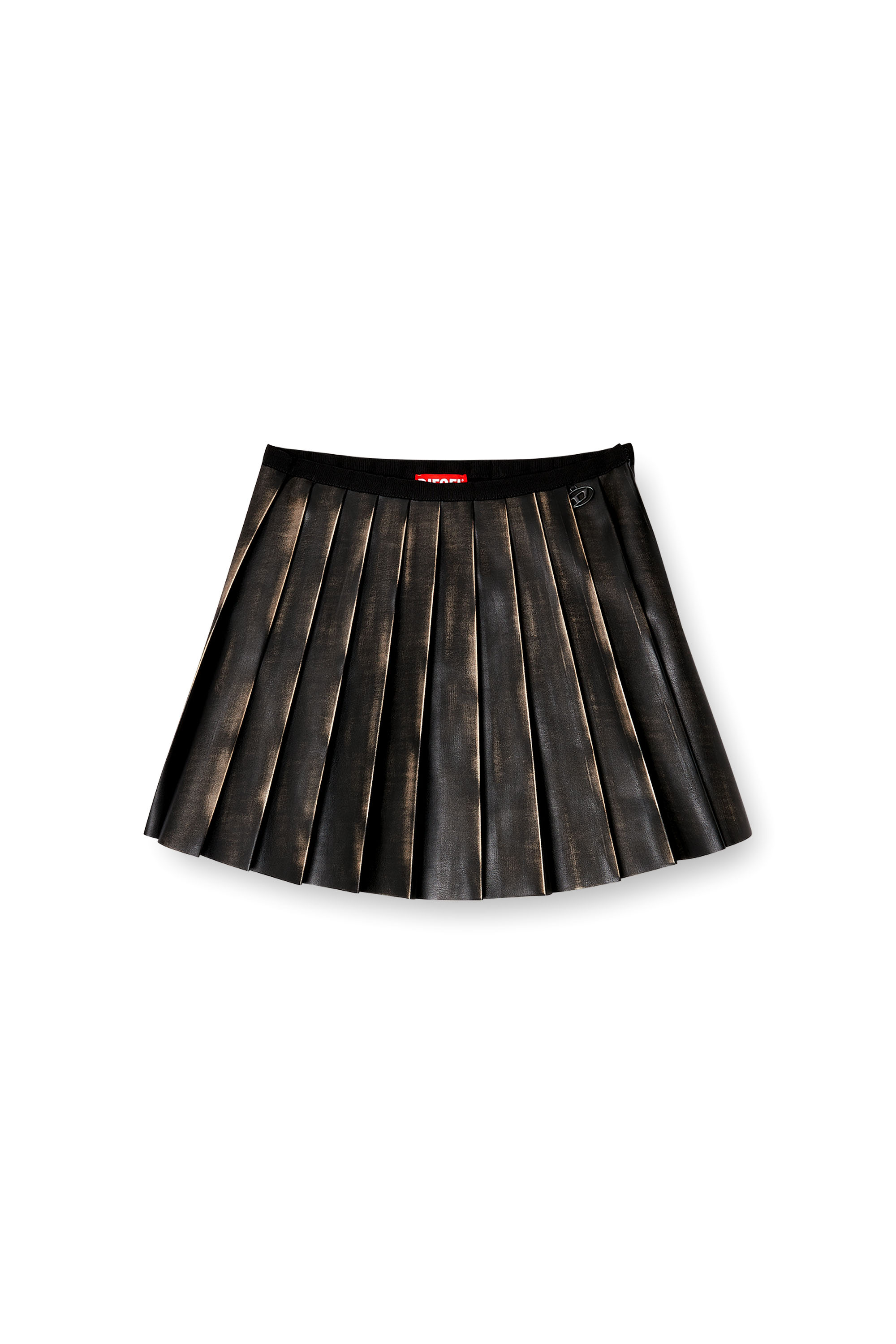 Diesel - O-SAKA-MINI, Damen Kurzer Faltenrock mit Used-Effekt in Braun - 2