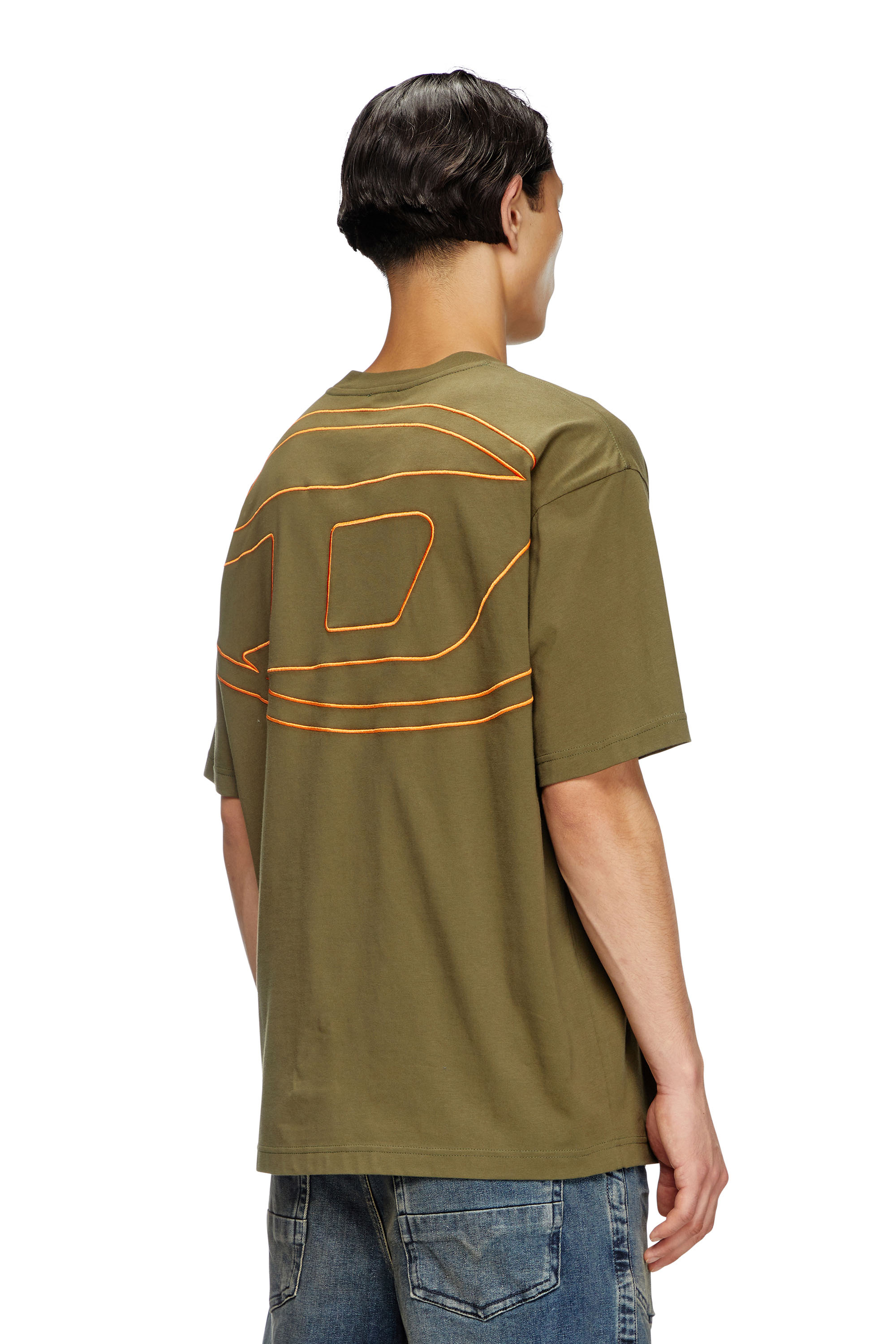 Diesel - T-BOGGY-MEGOVAL-D, Herren T-Shirt mit großer Oval D-Stickerei in Grün - 4