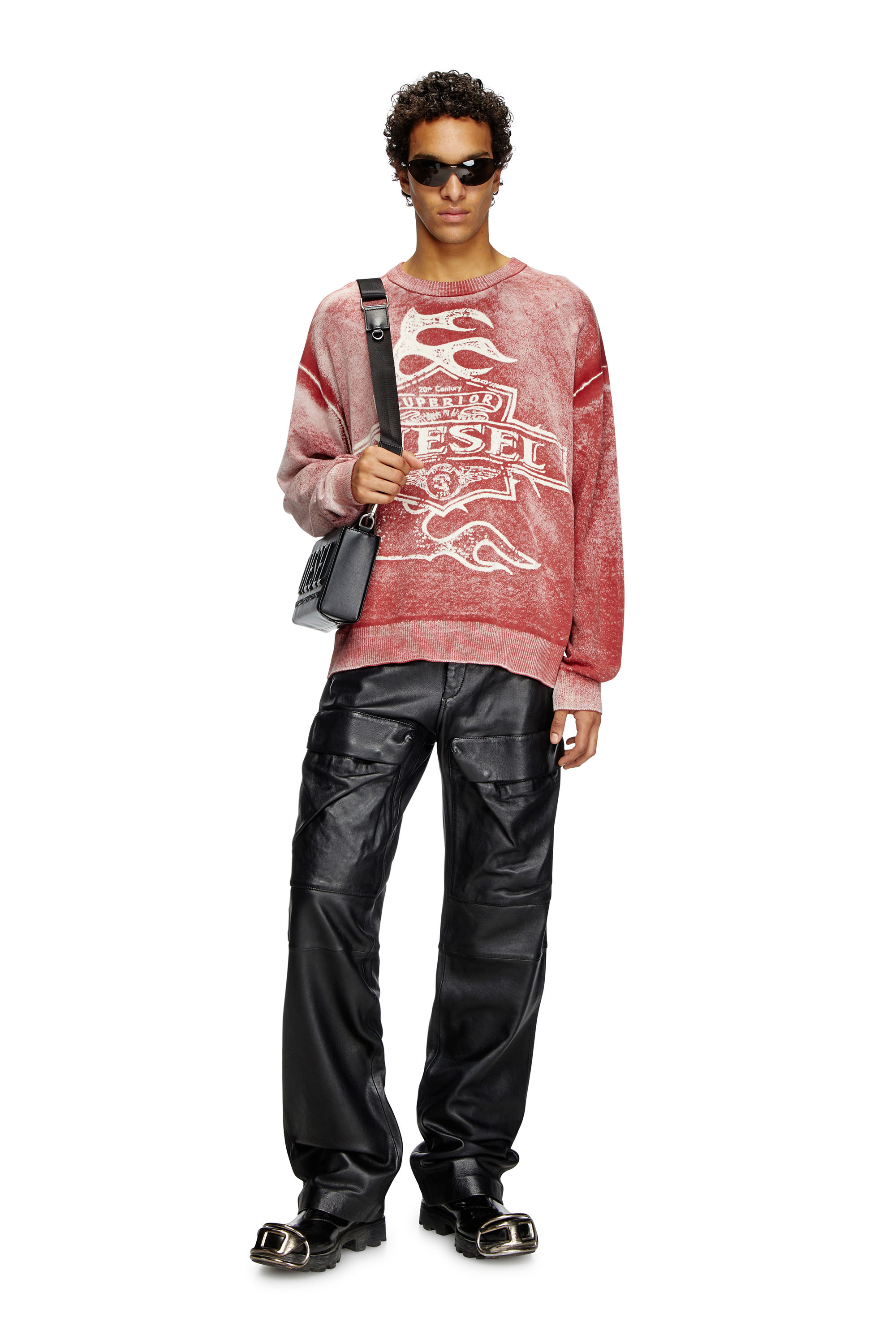 Diesel - K-BELEZ, Man's Reverse-print logo jumper in Red - 2