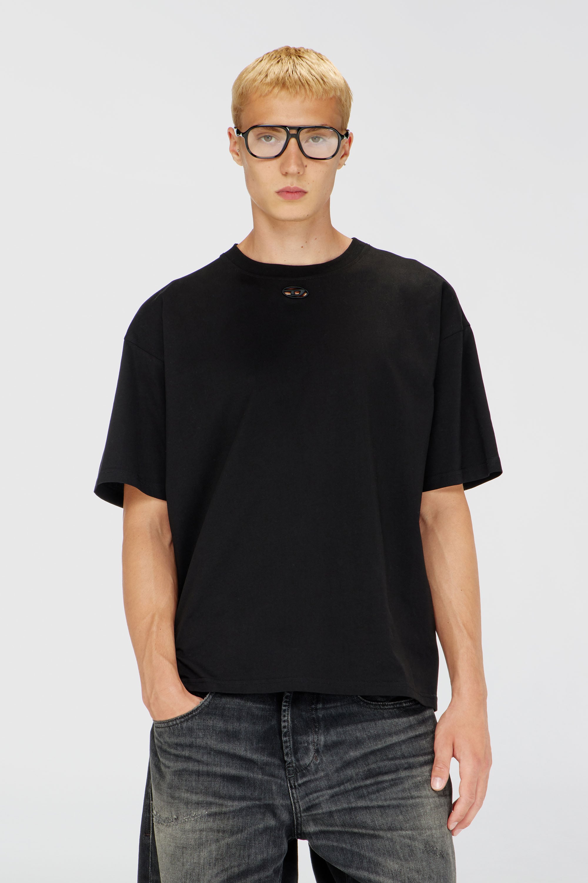 Diesel - T-BOXT-DCO, Herren Locker geschnittenes Baumwoll-T-Shirt mit Oval D Stickerei in Schwarz - 1