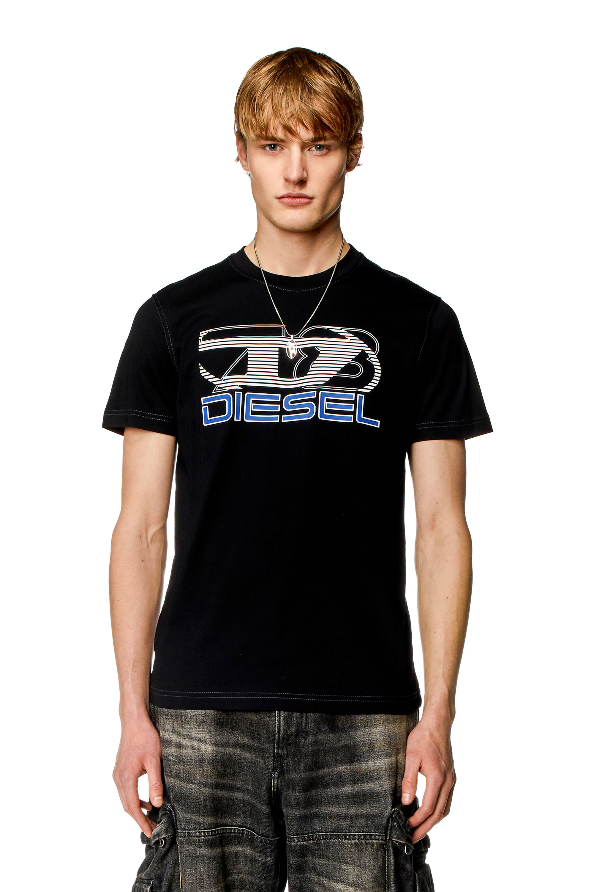 Diesel - T-DIEGOR-K74, Man T-shirt with Oval D 78 print in Black - Image 1