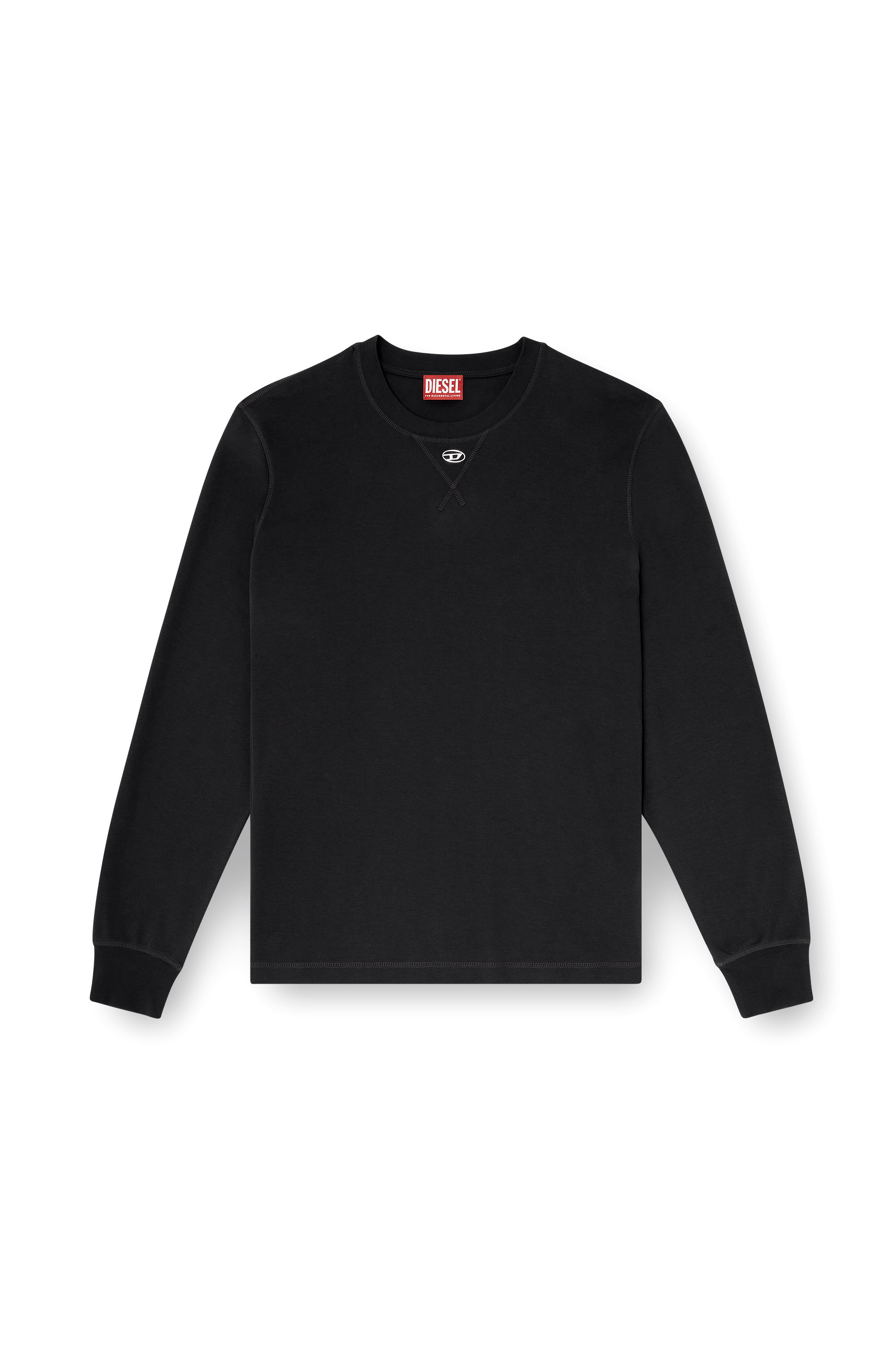Diesel - T-MADJUST-LS-TR, Herren Baumwoll-Langarmshirt mit Oval D in Dunkelgrau - 3