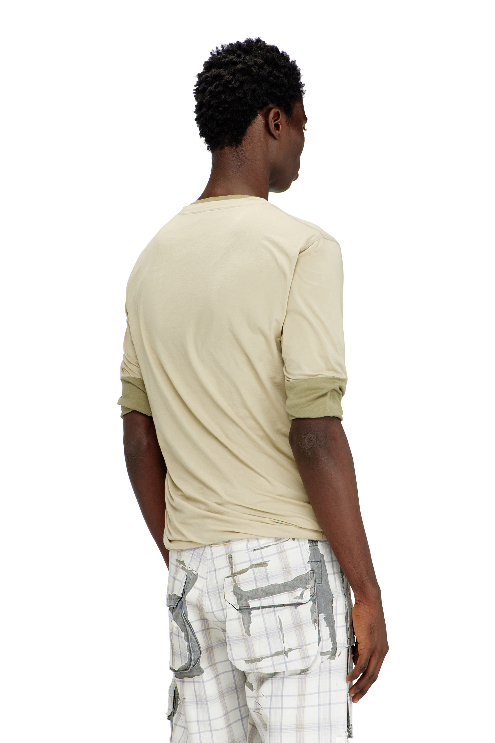 Diesel - T-MOODY-PLAIN, Herren Oberteil mit verdrehtem Doppellagen-Look in Gr&uuml;n - 4