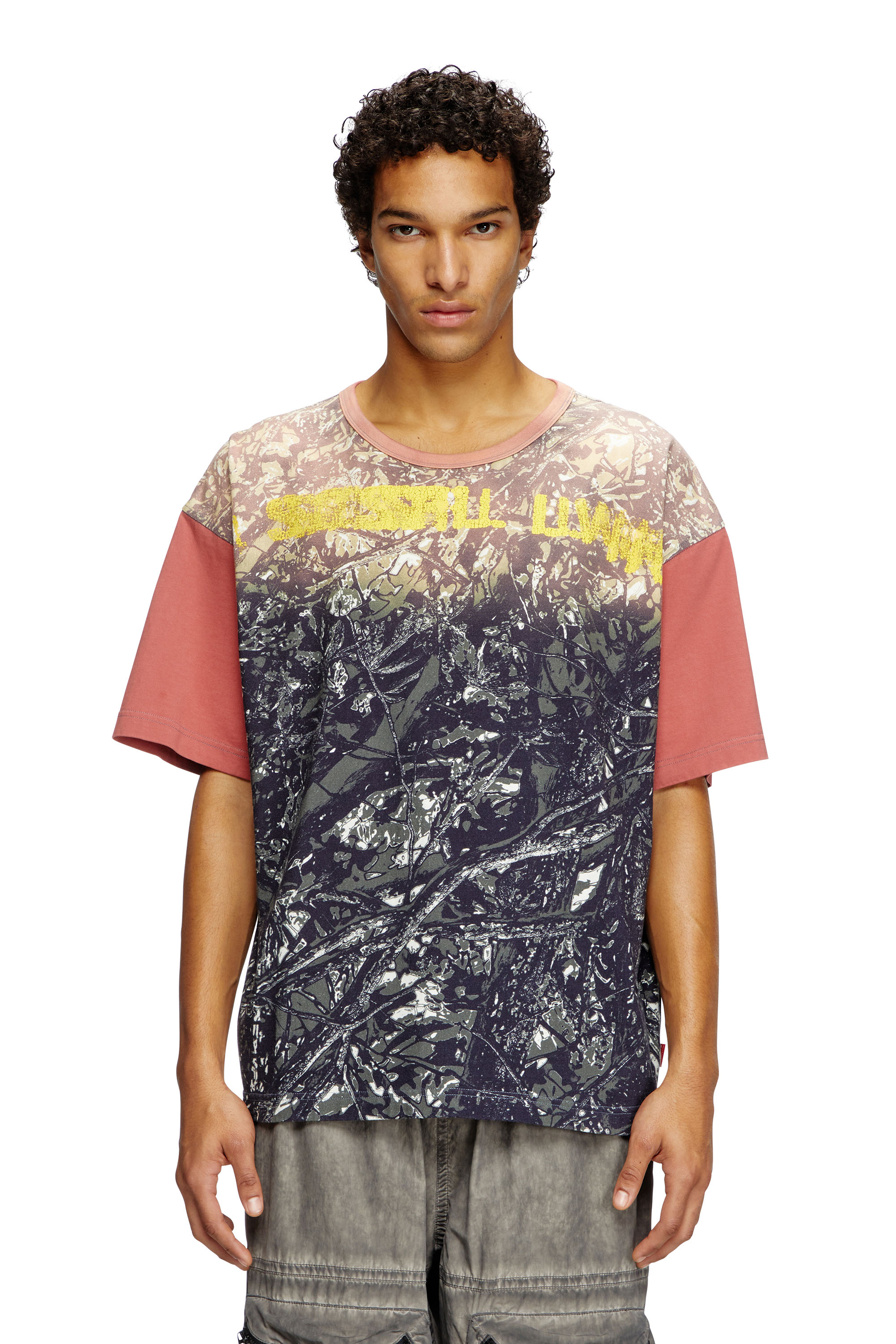 Diesel - T-BOXT-CAMOU, Herren T-Shirt mit Glitch-Camouflage-Print in Schwarz/Grün - 1