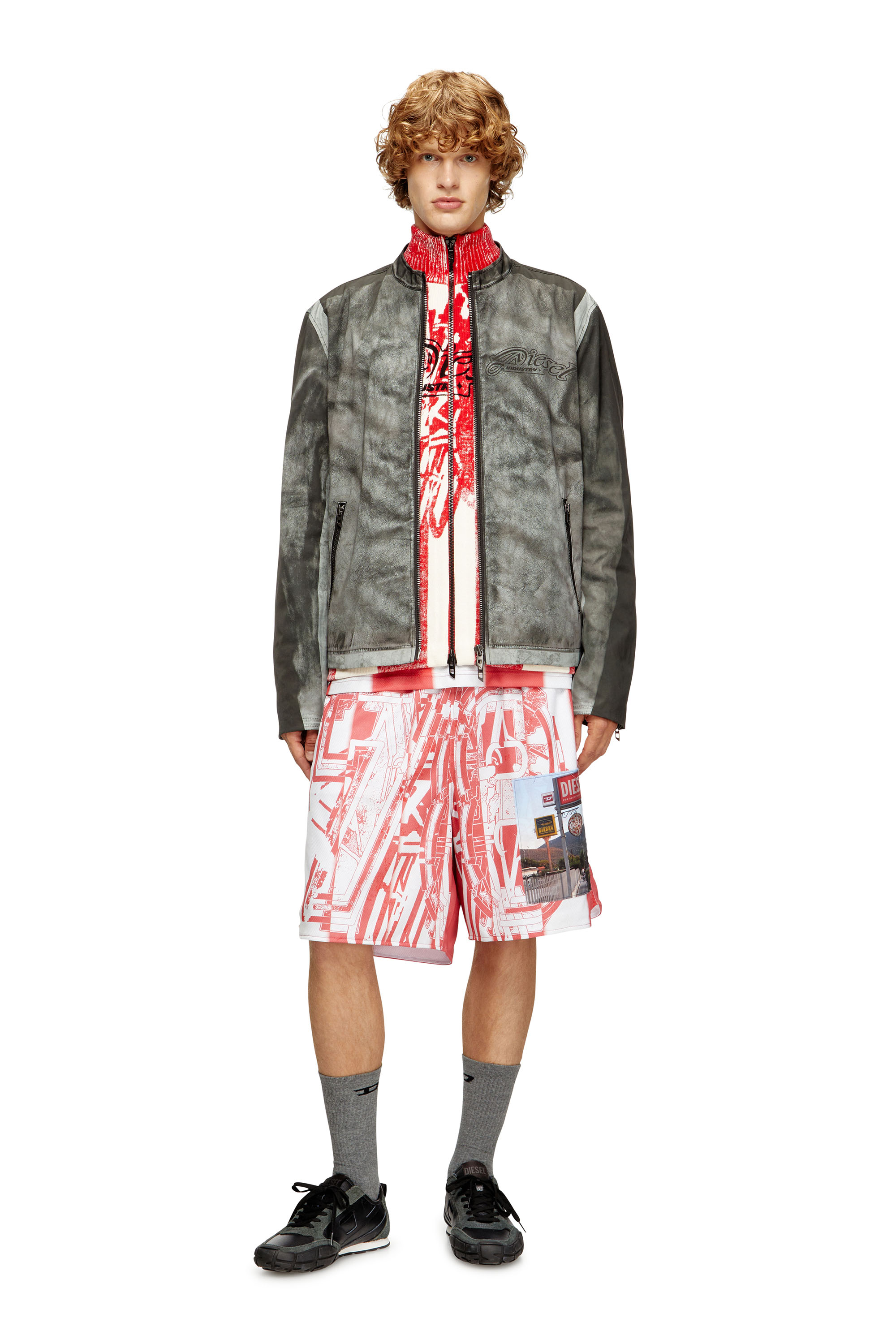 Diesel - P-KURT, Herren Gestreifte Shorts mit Foto-Patches in null - 2