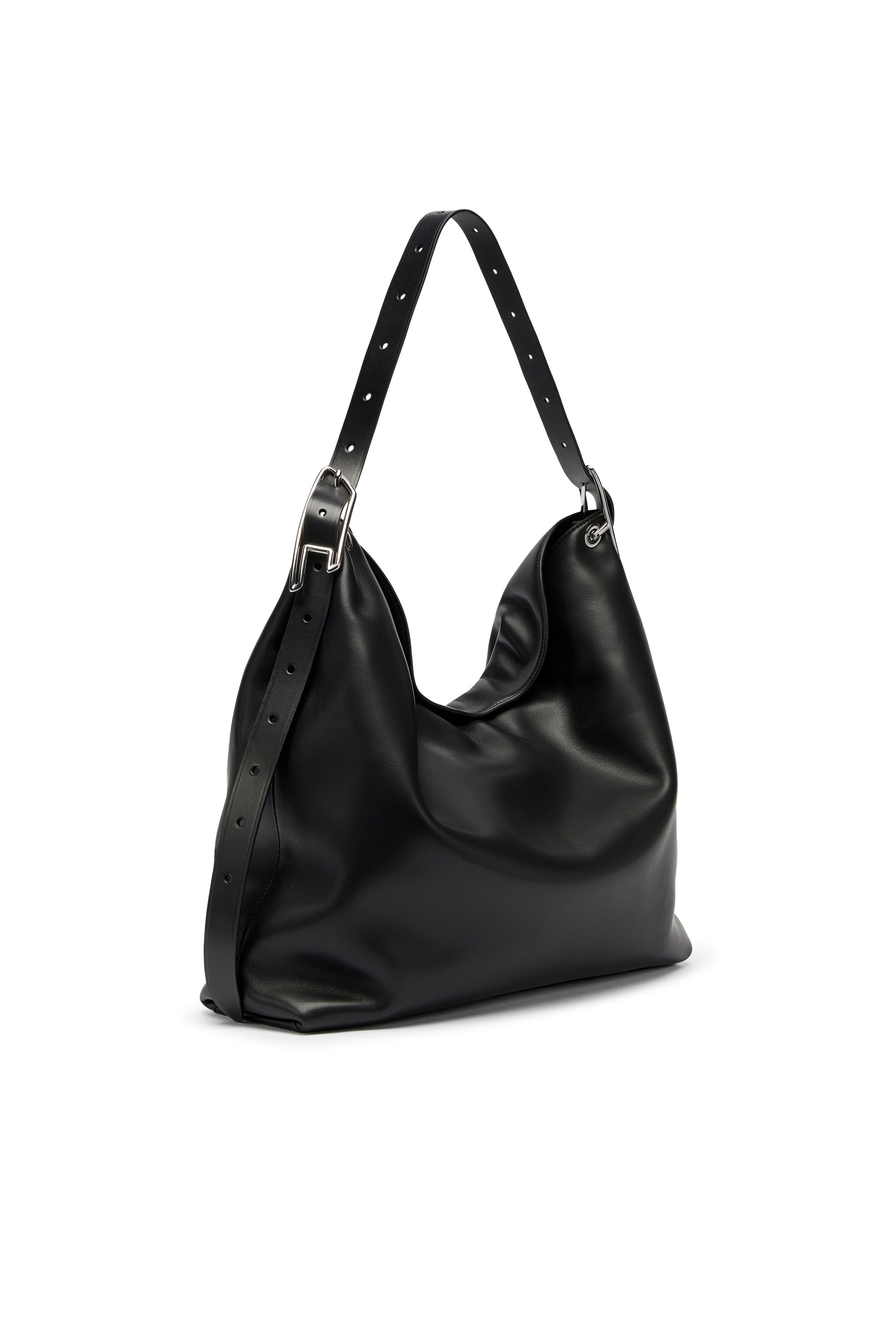 Diesel - D-LINE HOBO, Damen D-Line-Leder Hobo-Tasche in Schwarz - 1