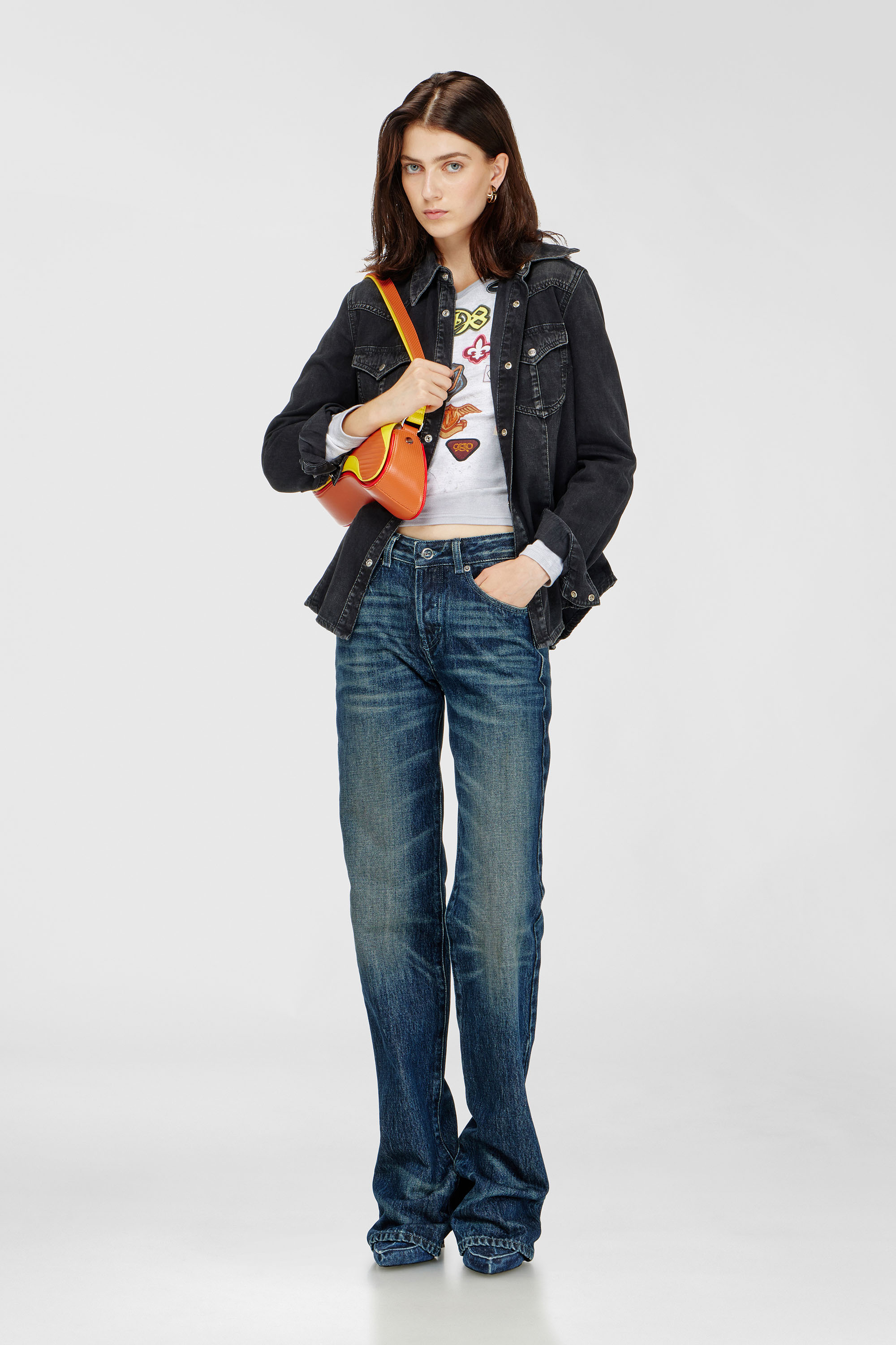 Diesel - DE-WAVES, Damen Western-Hemd aus behandeltem Denim in Schwarz - 2