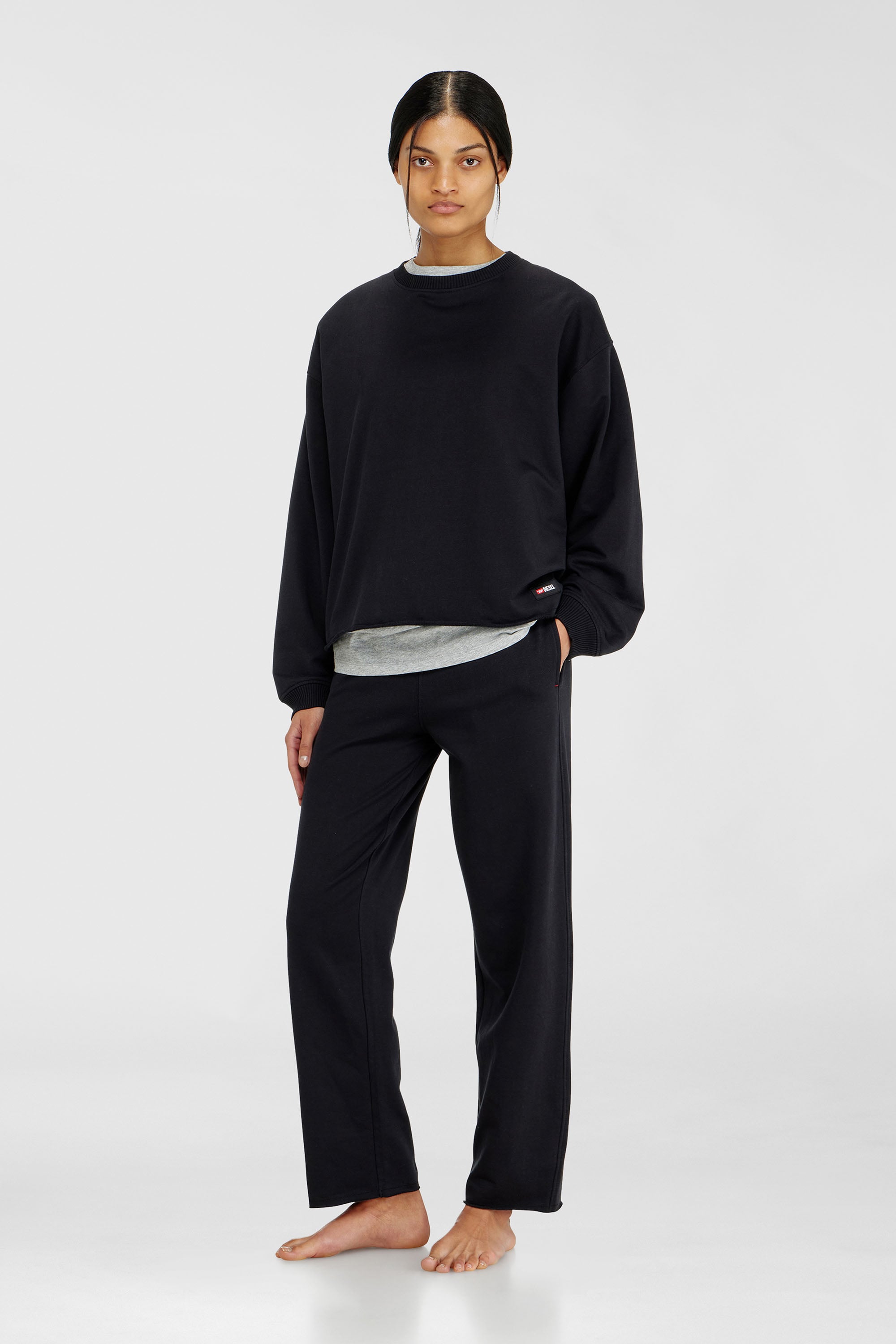 Diesel - PATRICIA-D-CORE, Damen Aufgerautes Sweatshirt mit offener Kante in Schwarz - 2
