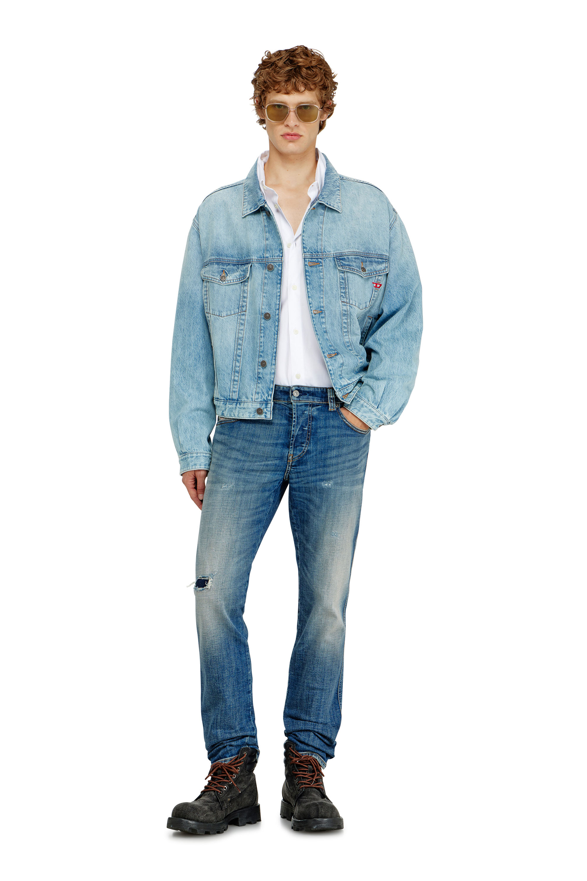 Diesel - D-RANGER, Unisex Trucker-Jacke aus denim in Hellblau - 2