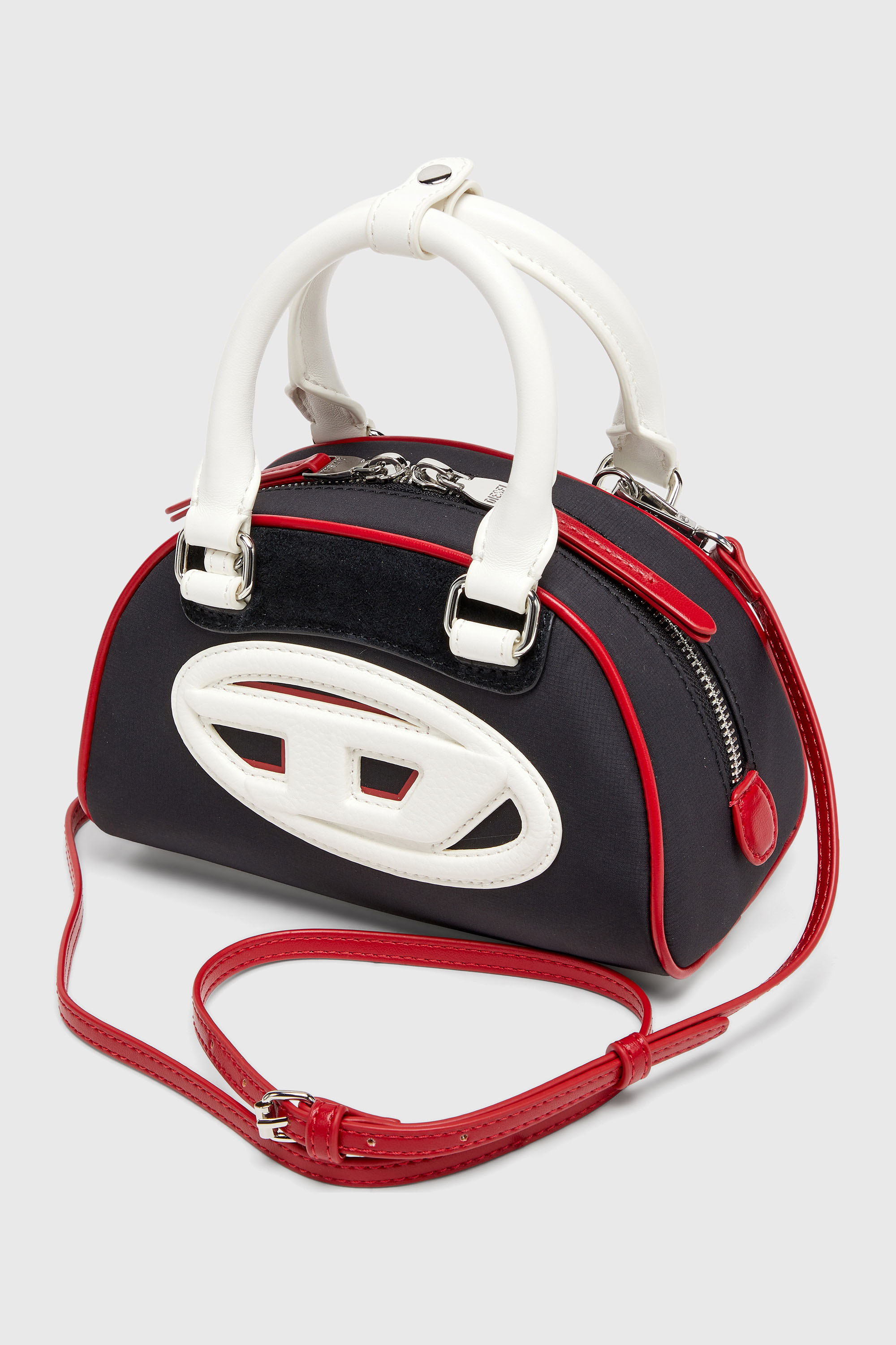 Diesel - 1DR DOME CROSSBODY, Damen 1DR Dome-Colourblock-Kleine-Bowling-Tasche in Schwarz/Weiss - 6