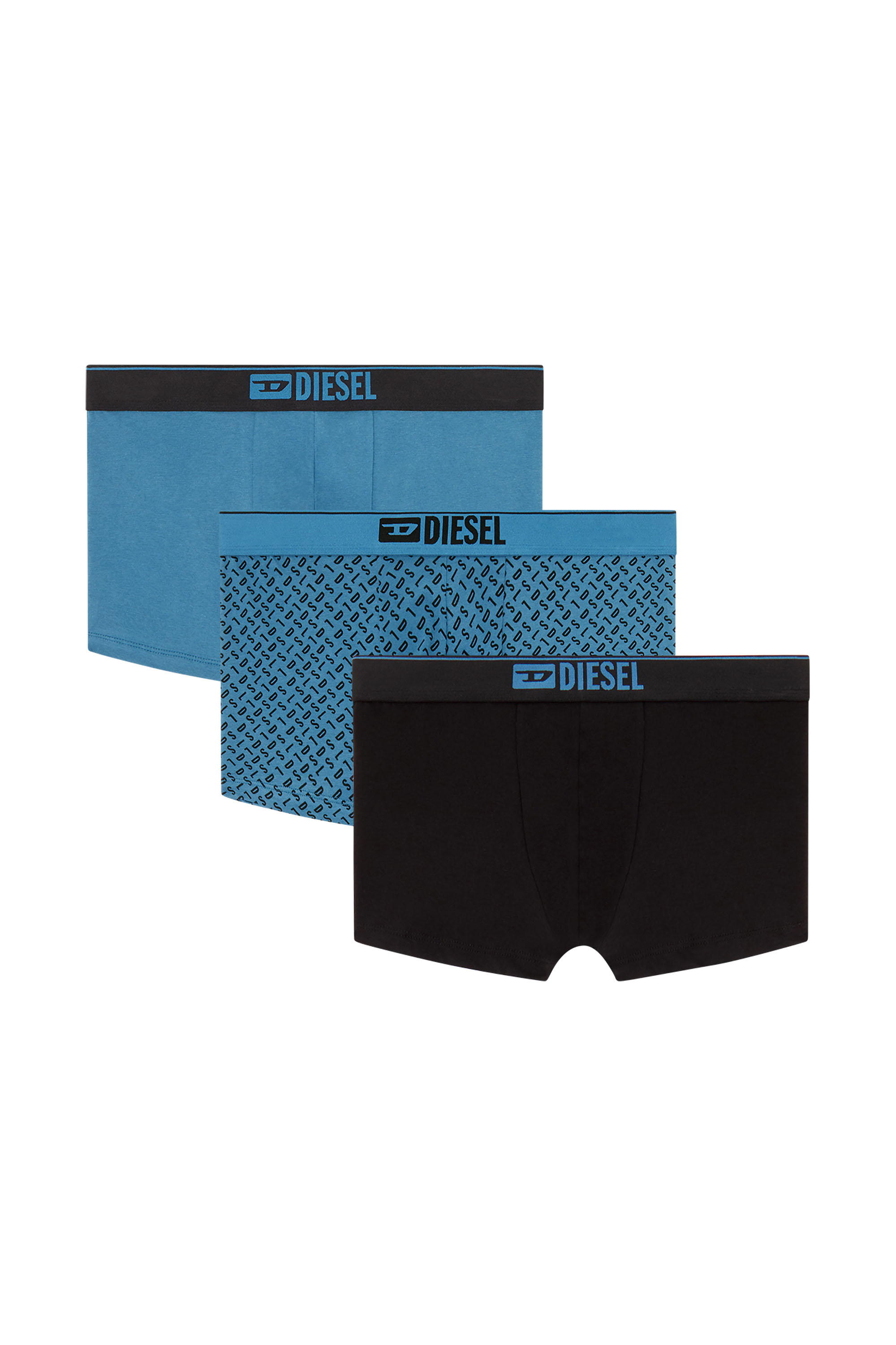Diesel - DAMIEN-D-BOX-3PACK, Herren Dreierpack Stretch-Baumwoll-Trunks mit monogram in Blau - 1