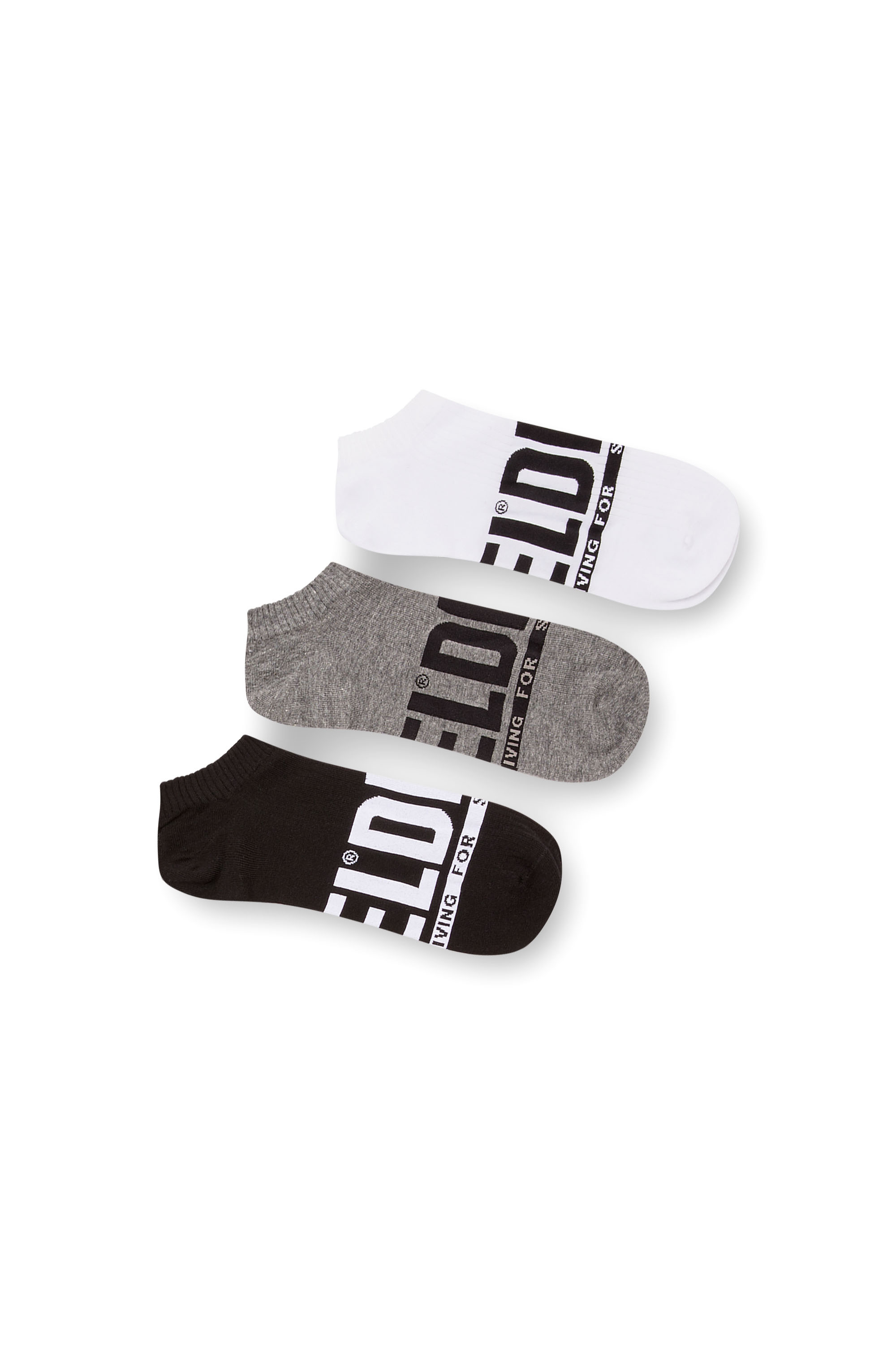 Diesel - SKM-GOST-THREEPACK, Herren Low-Cut-Socken mit Logo im Dreierpack in Weiss/Grau - 1