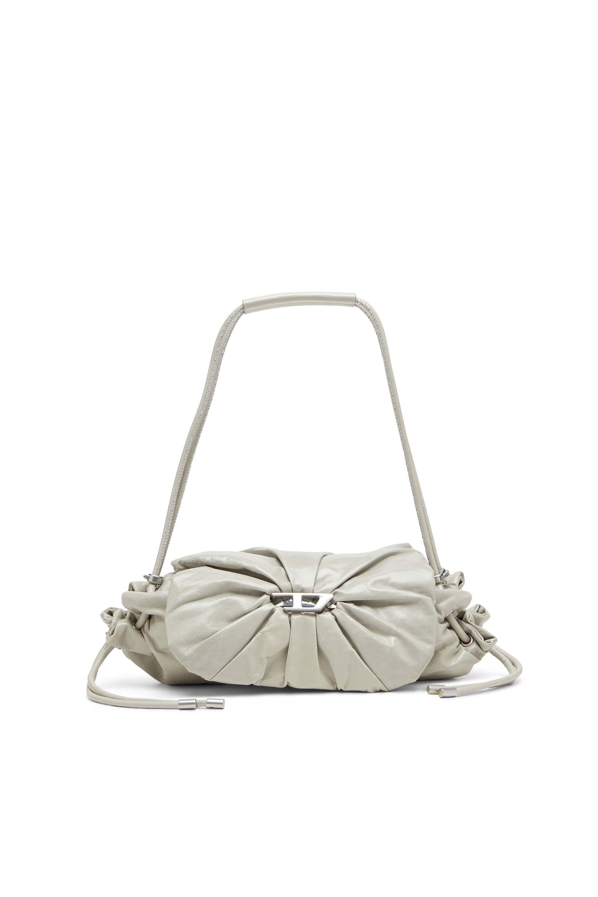 Diesel - SCRUNCH-D SHOULDER S, Woman's Scrunch-D S-Shoulder bag in scrunched leather in White - 1