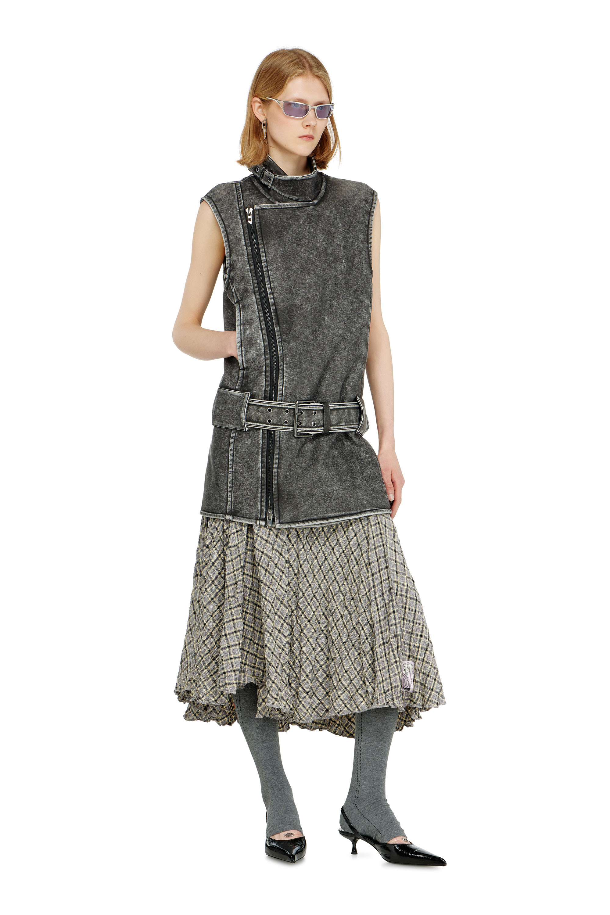 Diesel - D-IKE, Damen Biker-Kleid im Mini-Stil mit G&uuml;rtel in null - 2