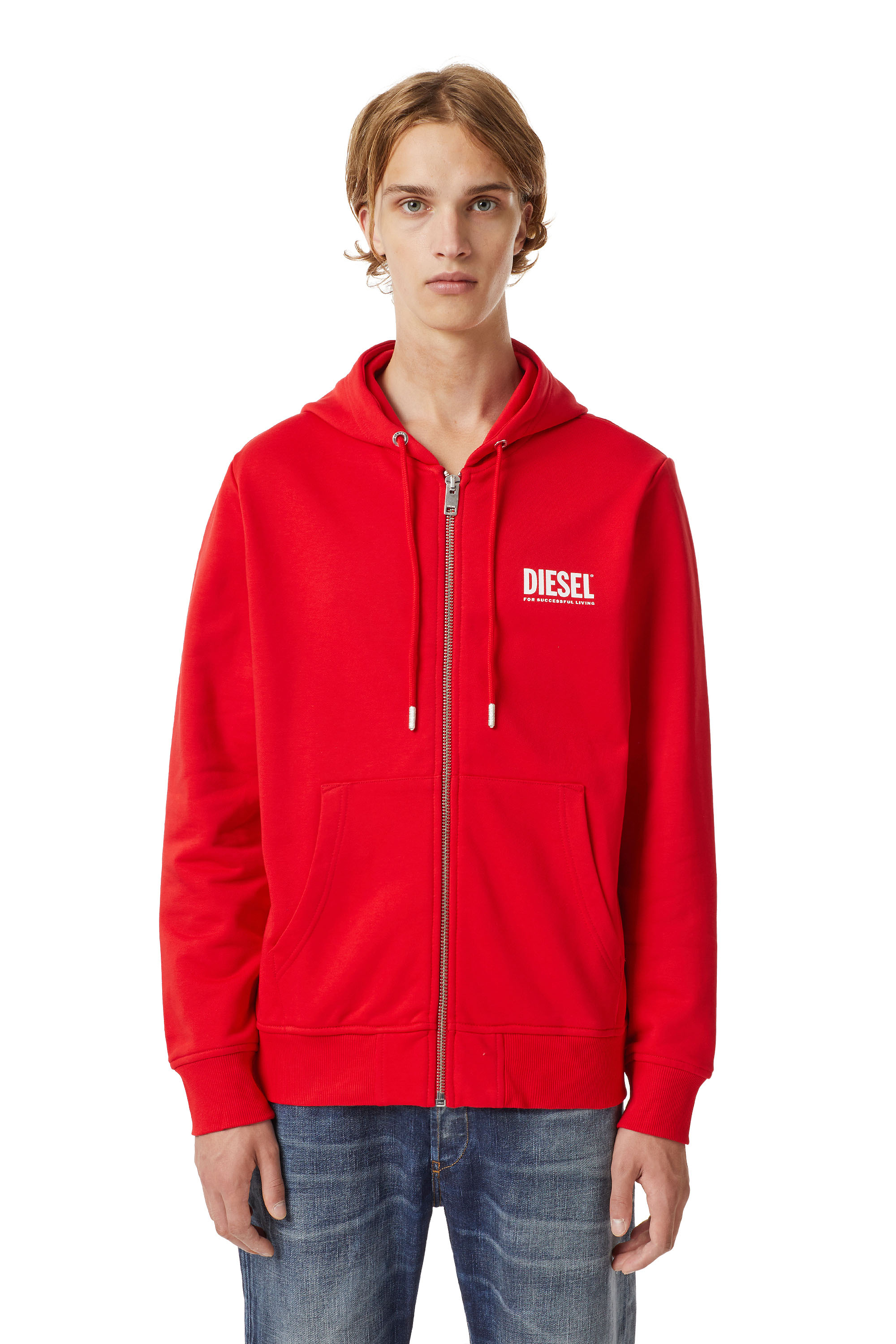 S-GIRK-HOOD-ZIP-ECOL, Rot - Sweatshirts