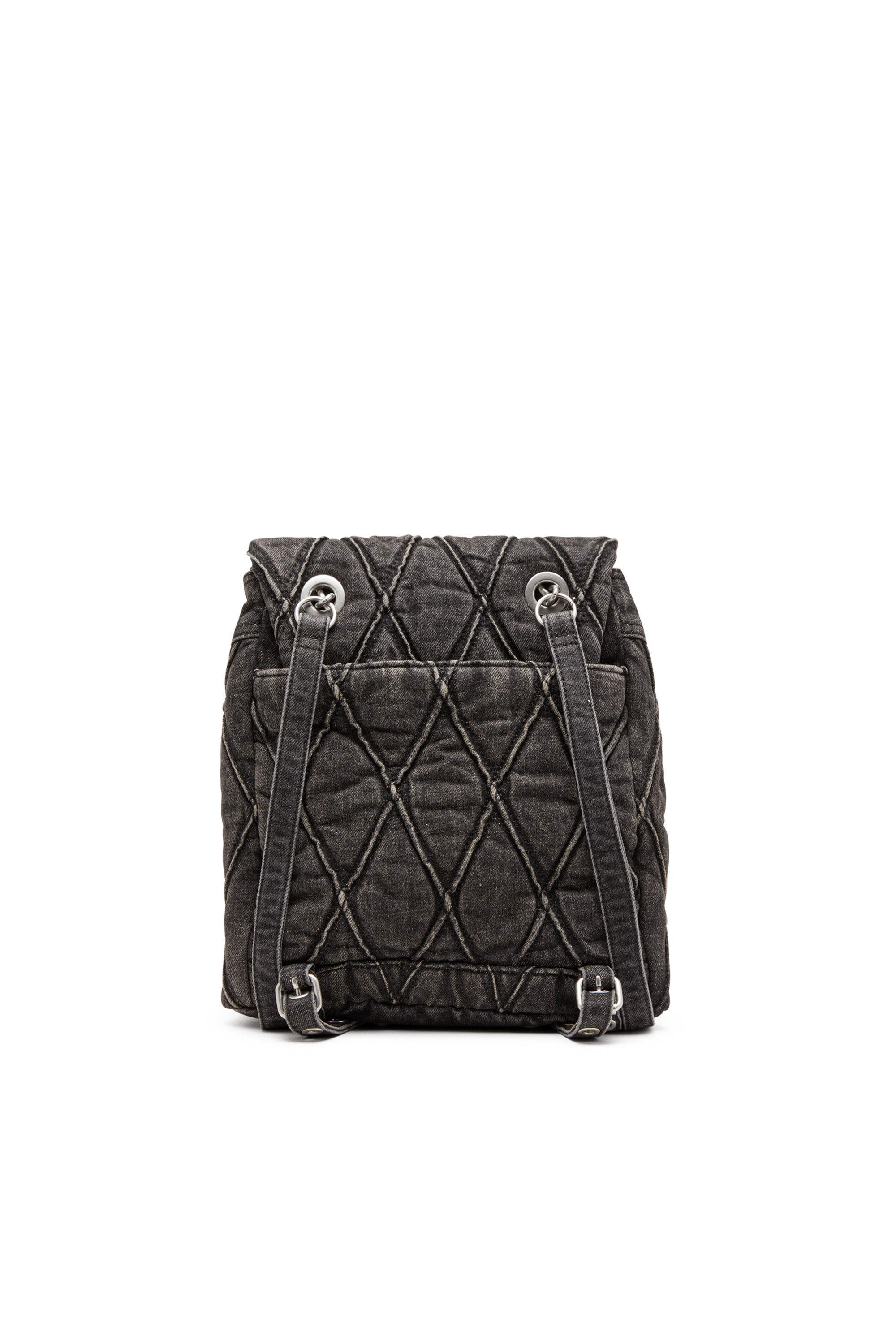 Diesel - CHARM-D BACKPACK S, Damen Charm-D S-Rucksack aus gestepptem Argyle-Denim in Schwarz - 3