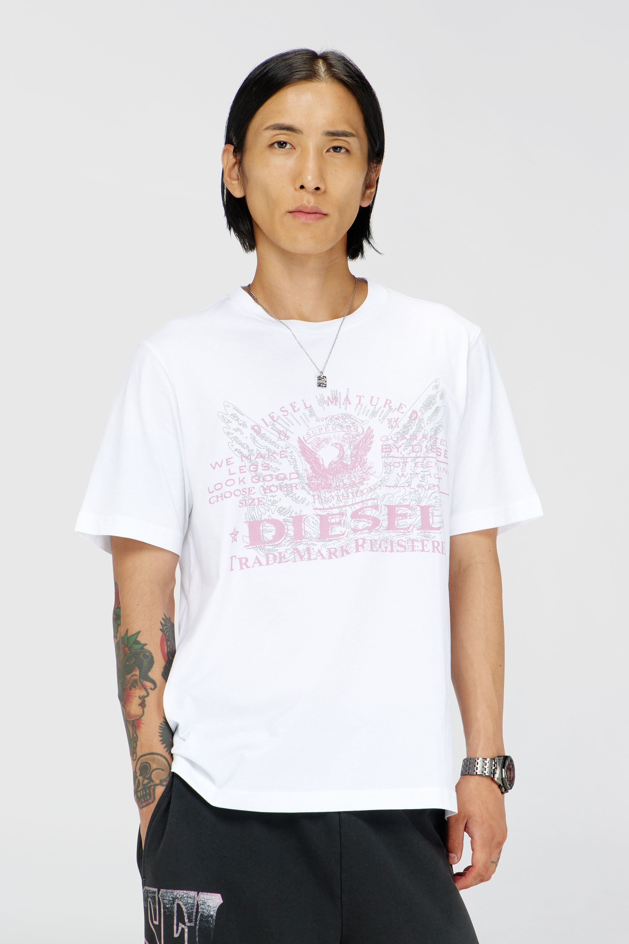 Diesel - T-JUST-FENIX-T92, Herren T-Shirt aus Baumwolle mit Grafikprint in Wei&szlig; - 1