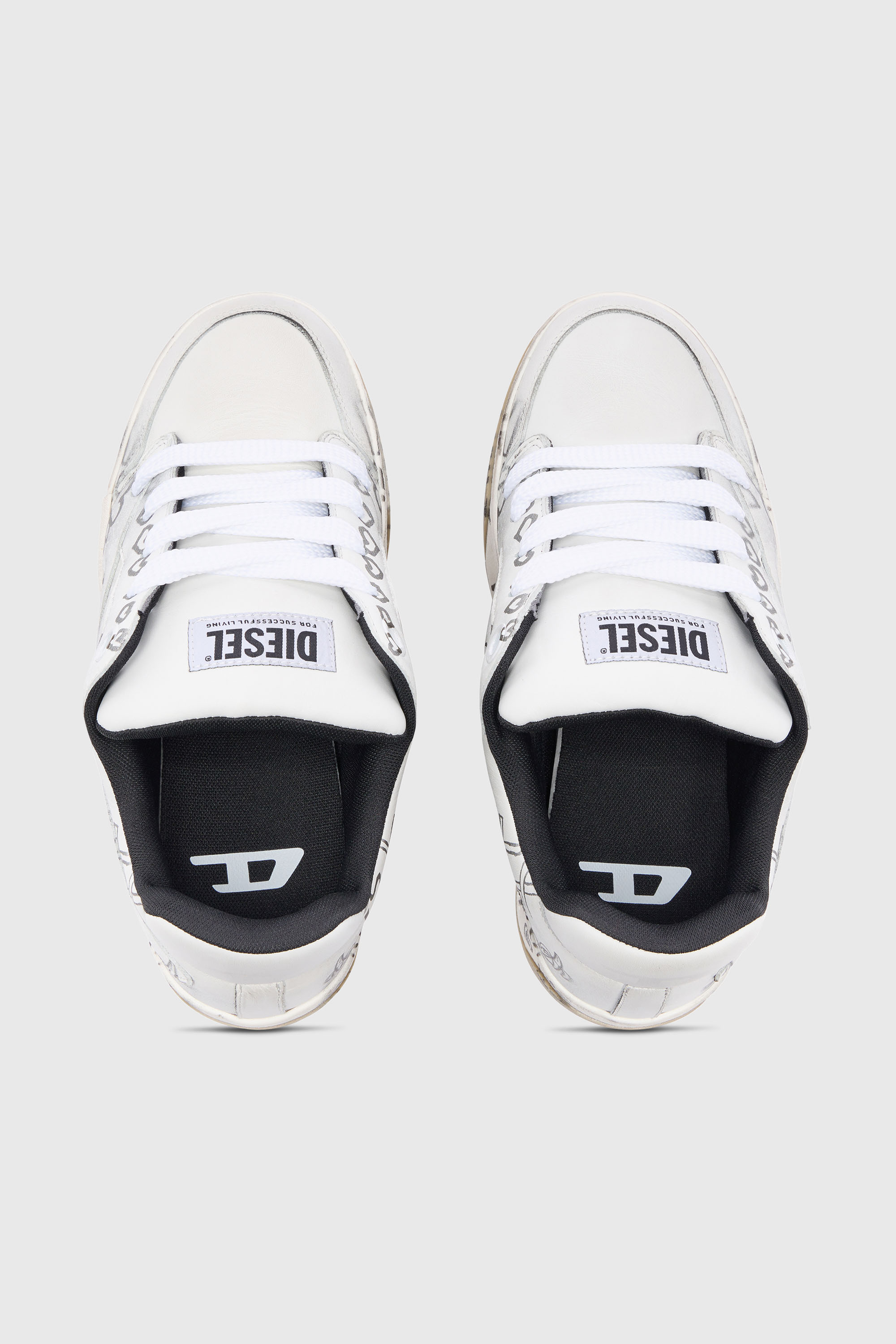 Diesel - S-D-OLLIE LOW, Herren D-Ollie-Ledersneaker mit Graffiti-Print in Wei&szlig; - 6