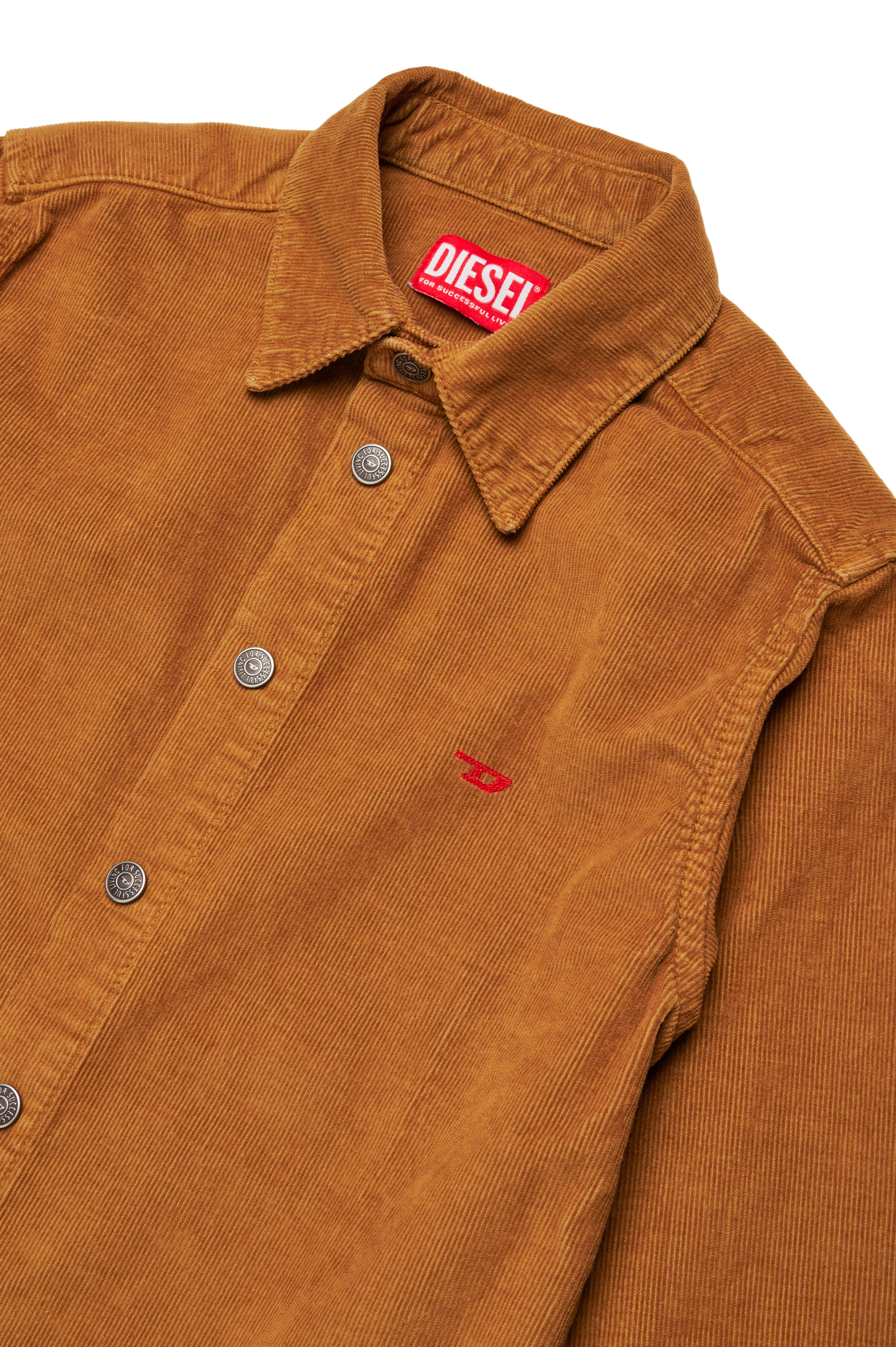 Diesel - CSIMPLY-OVER, Man's Corduroy shirt with small D logo in Brown - 3