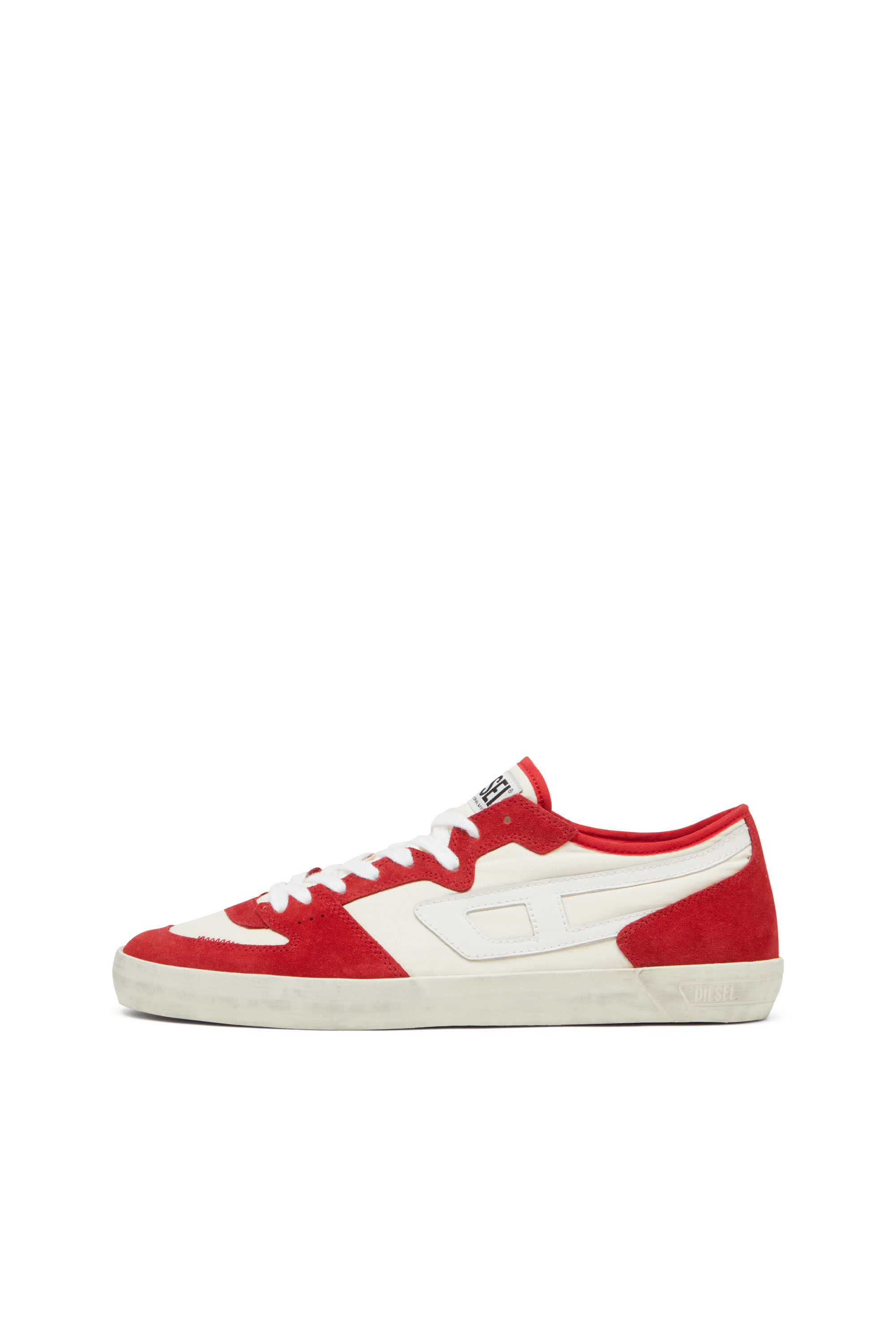 Diesel - S-LEROJI D-1 LOW, Herren Sneakers aus gepolstertem Ripstop und Veloursleder in Rot/Weiss - 7