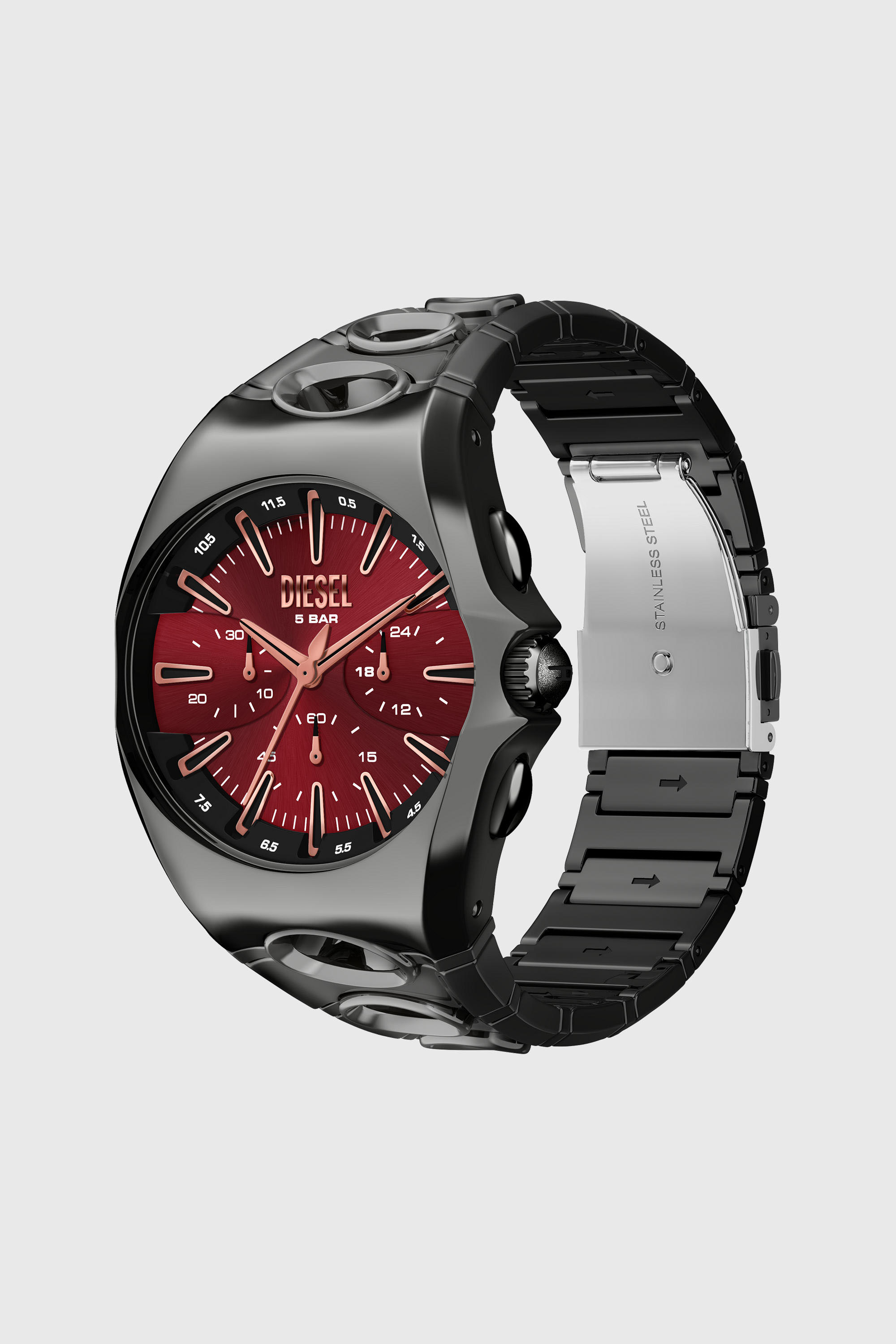 Diesel - DZ4726 WATCH, Herren D-Curve Uhr aus Edelstahl in Gunmetal-Optik in Schwarz - 7