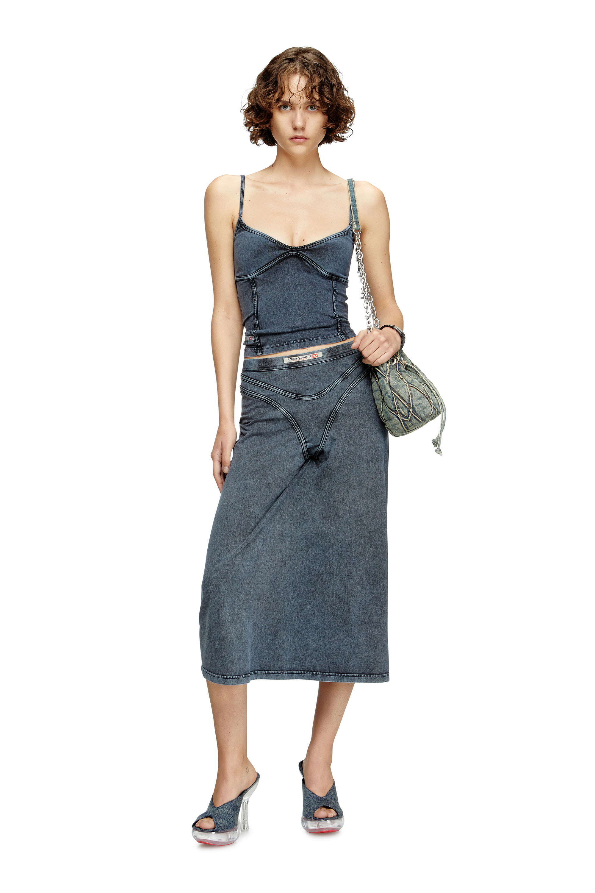 Diesel - T-ONY, Damen Trägertop aus Jersey in Denim-Optik in Dunkelblau - 2