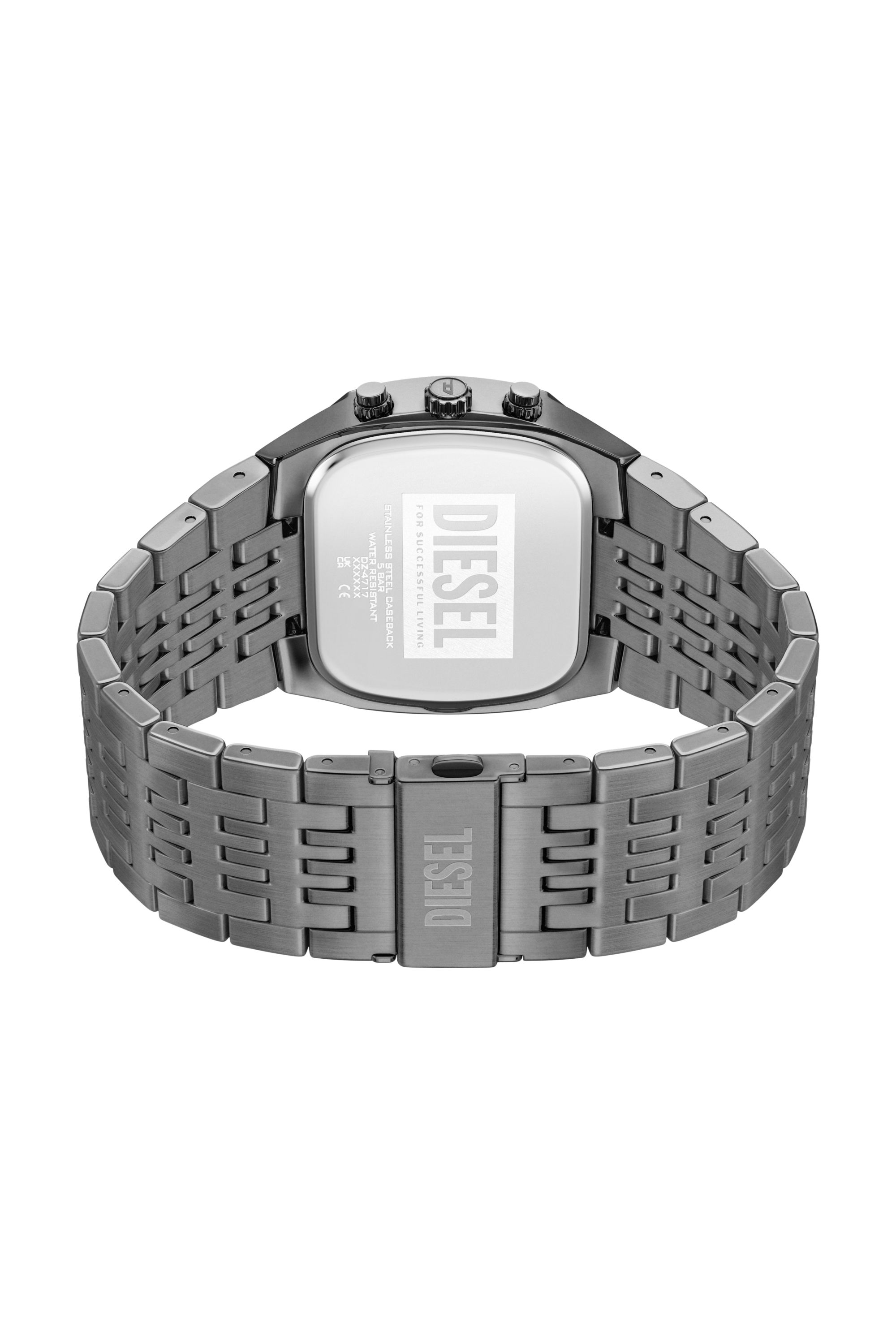 Diesel - DZ4717 WATCH, Herren Spiked Cushion Uhr aus Edelstahl in Gunmetal-Optik in Dunkelgrau - 4